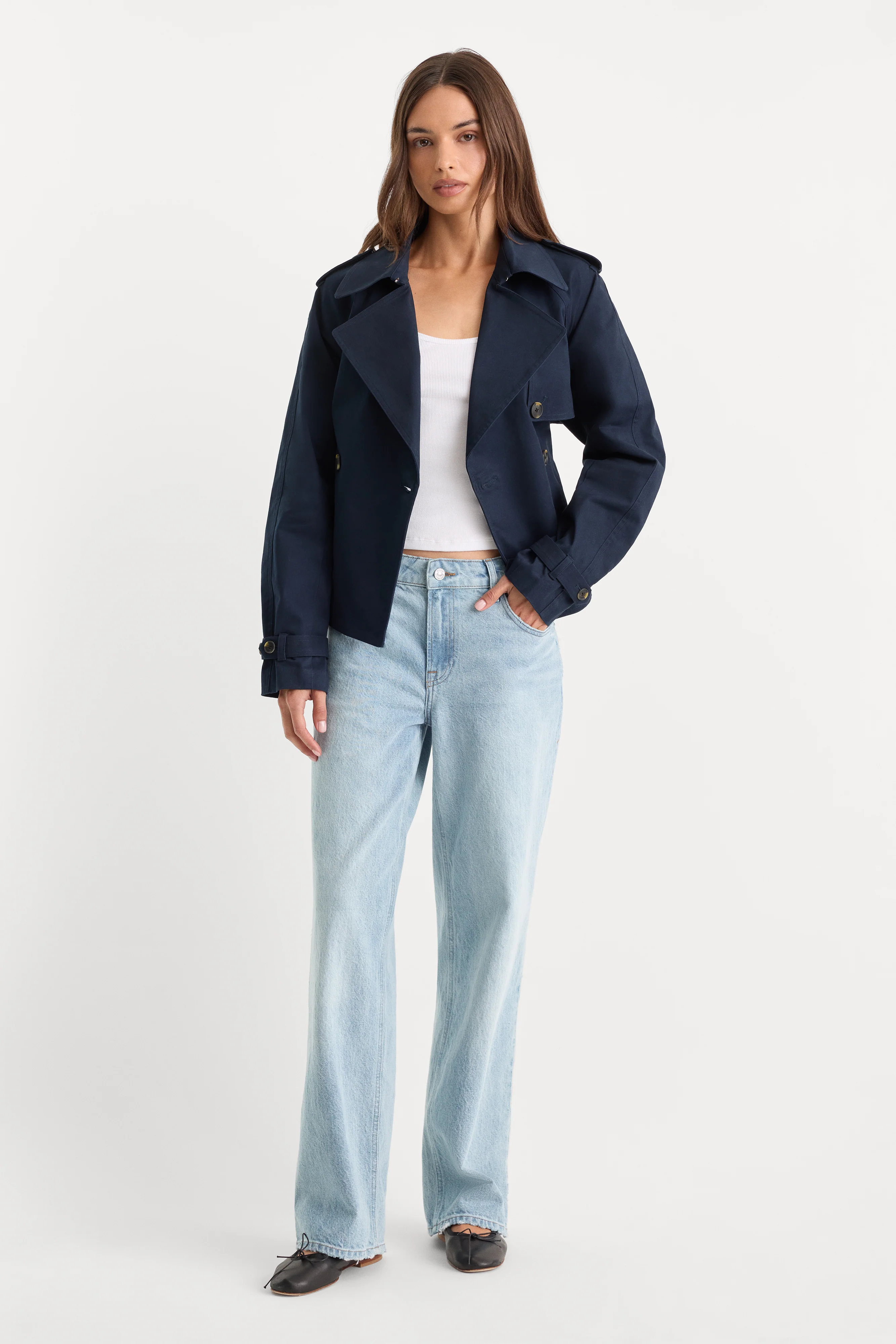 THE CROPPED TRENCH JACKET | NEW NAVY002 - Image 3