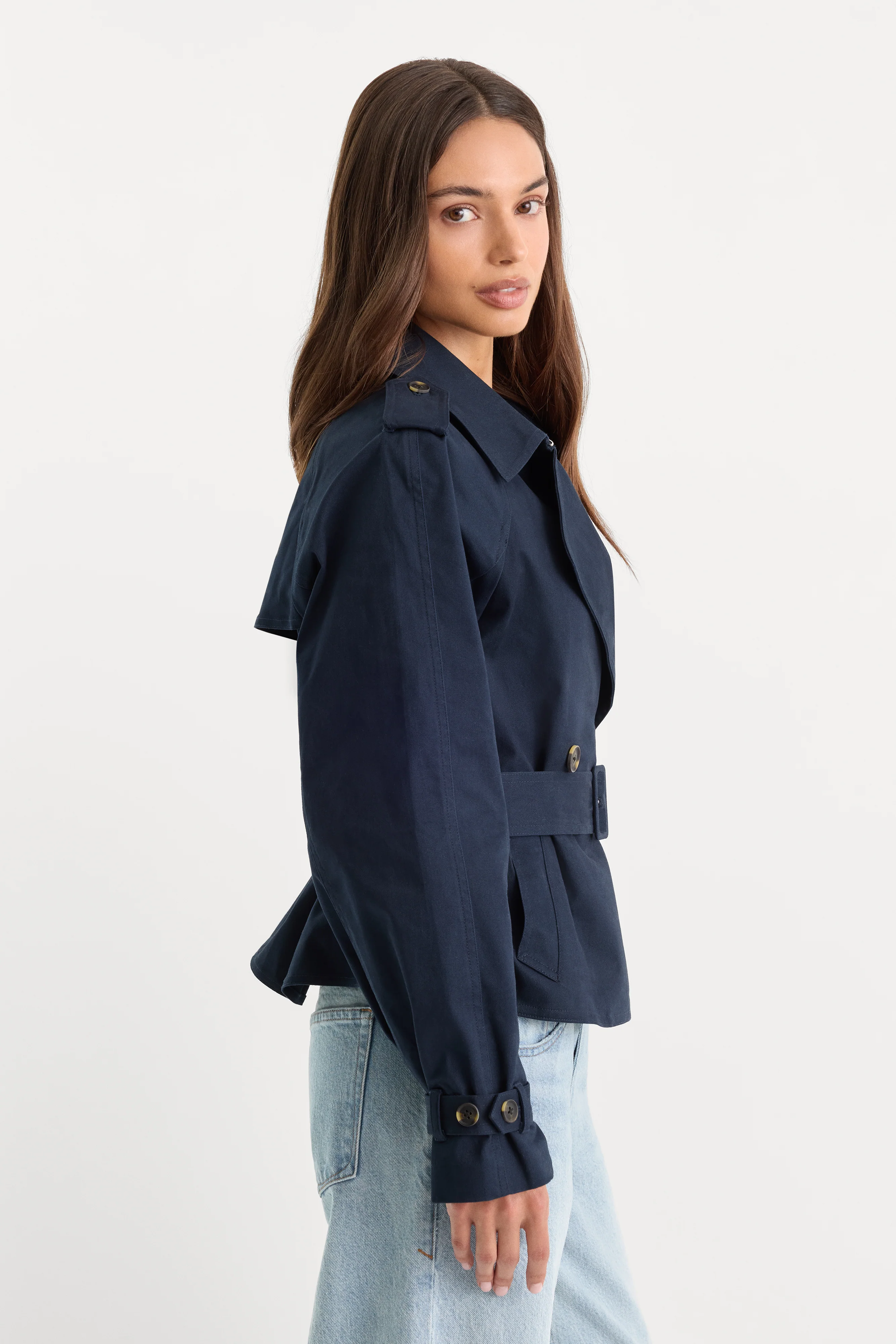 THE CROPPED TRENCH JACKET | NEW NAVY002 - Image 5