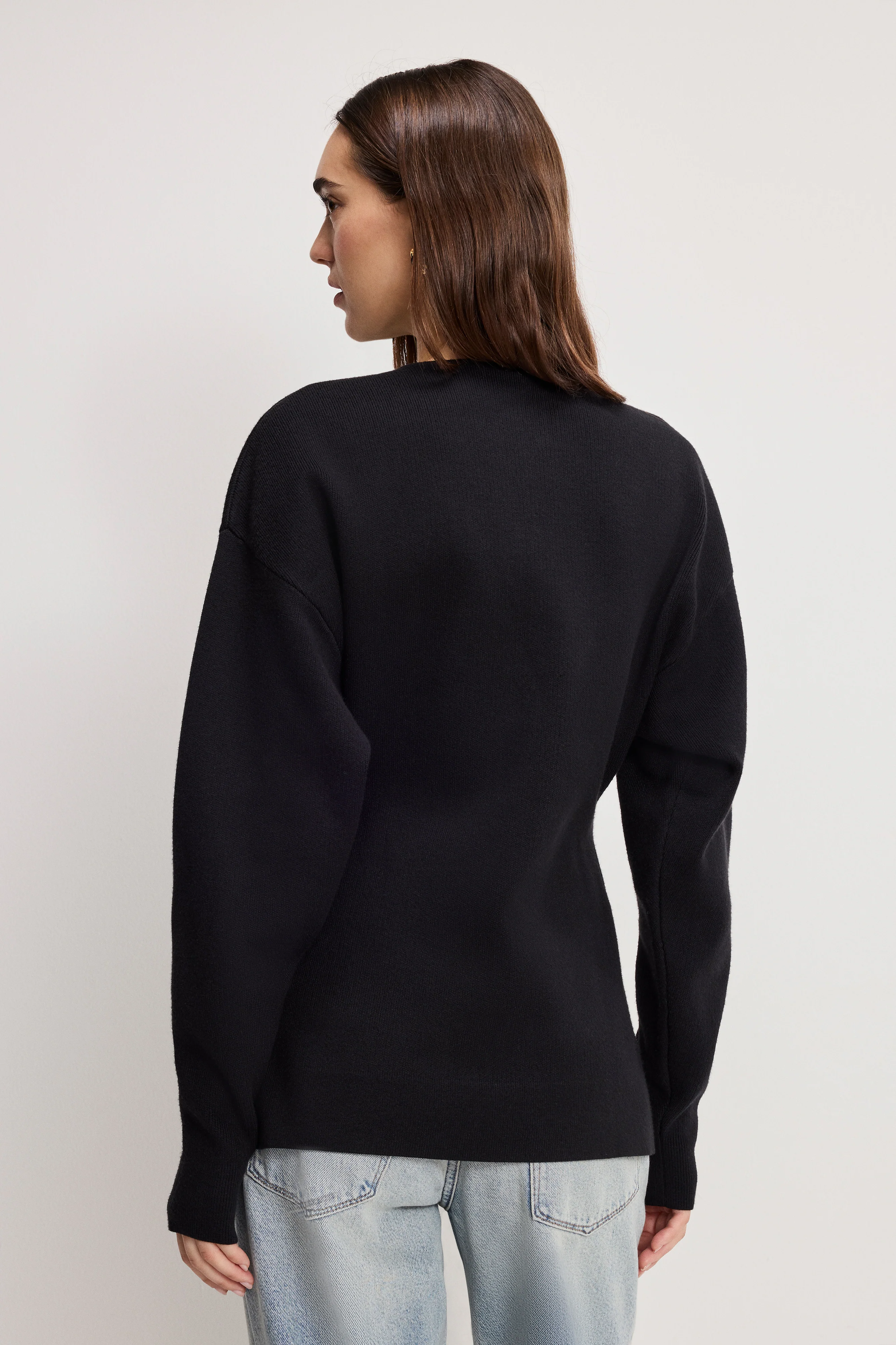 EXAGGERATED SLEEVE CARDIGAN SWEATER | BLACK001 - Image 4