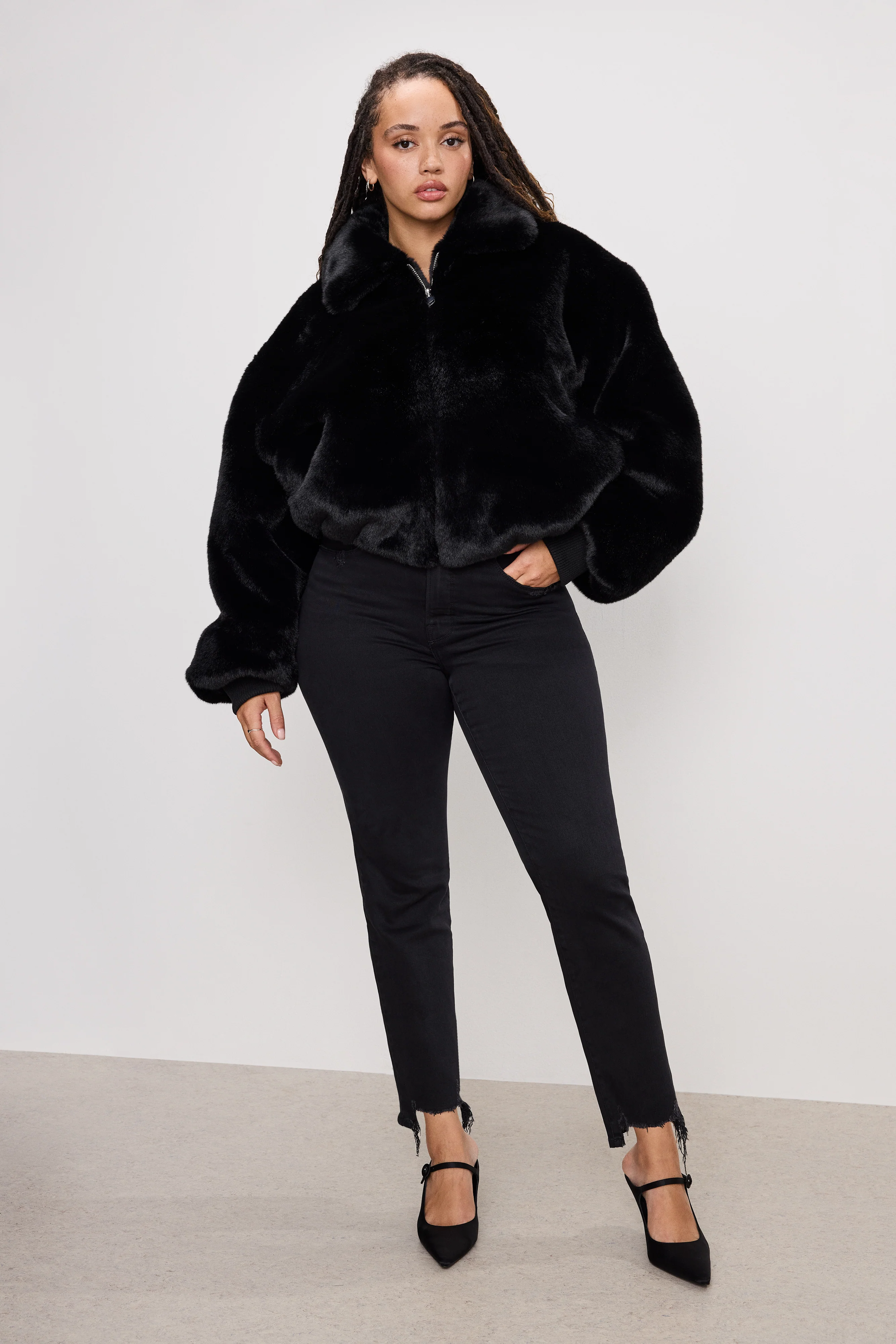 FAUX FUR COLLAR JACKET | BLACK001 - Image 2