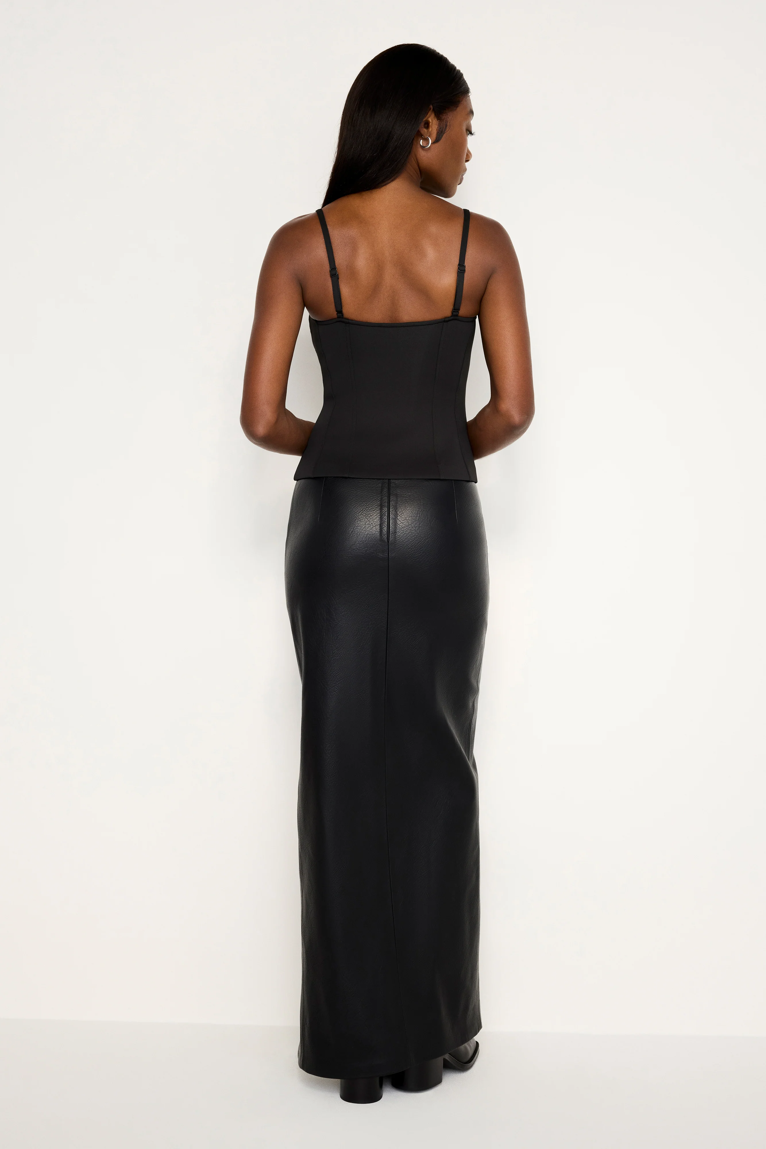FAUX LEATHER MAXI SKIRT | BLACK001 - Image 5