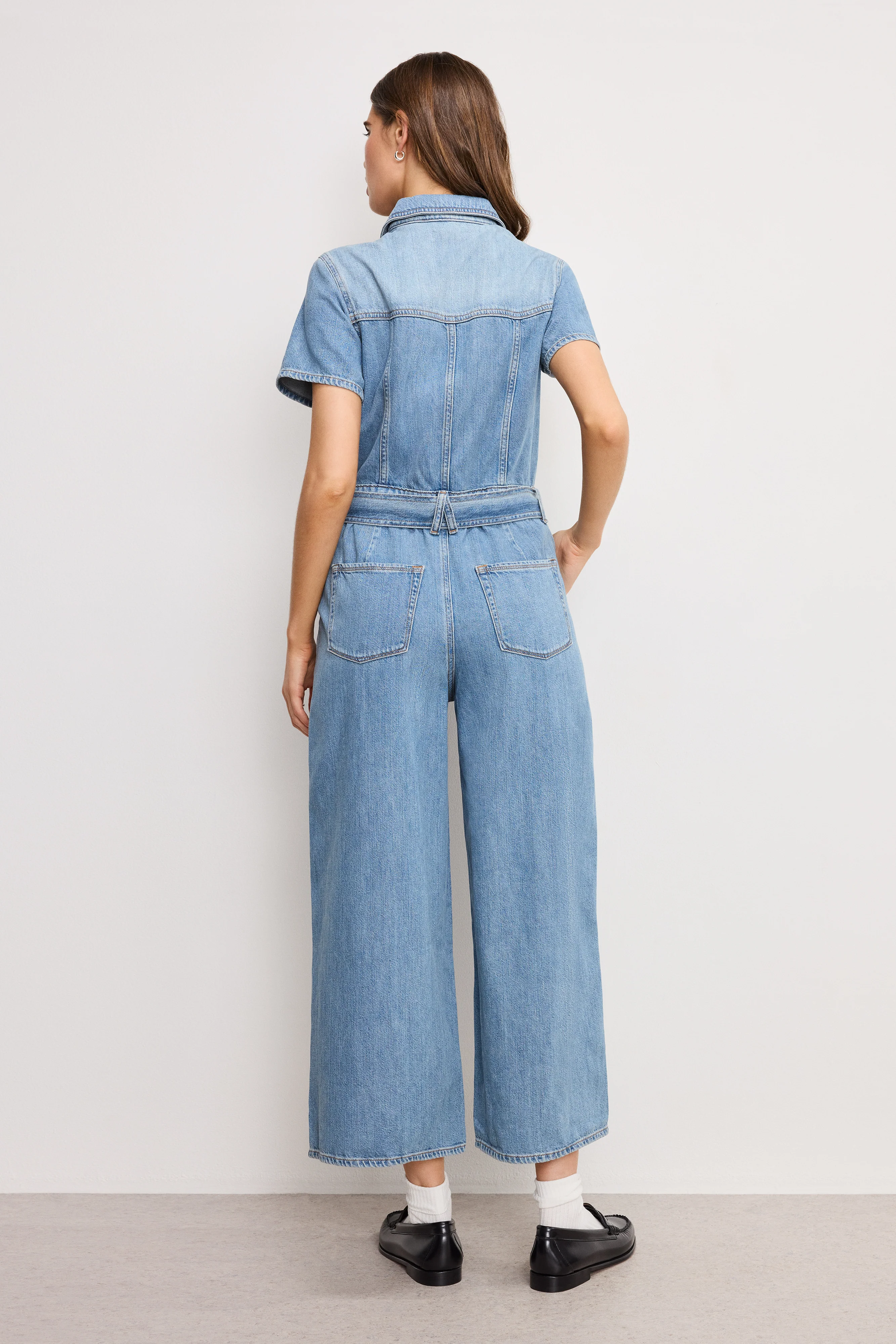 FIT FOR SUCCESS LITE LINEN DENIM CROPPED JUMPSUIT | INDIGO786 - Image 3