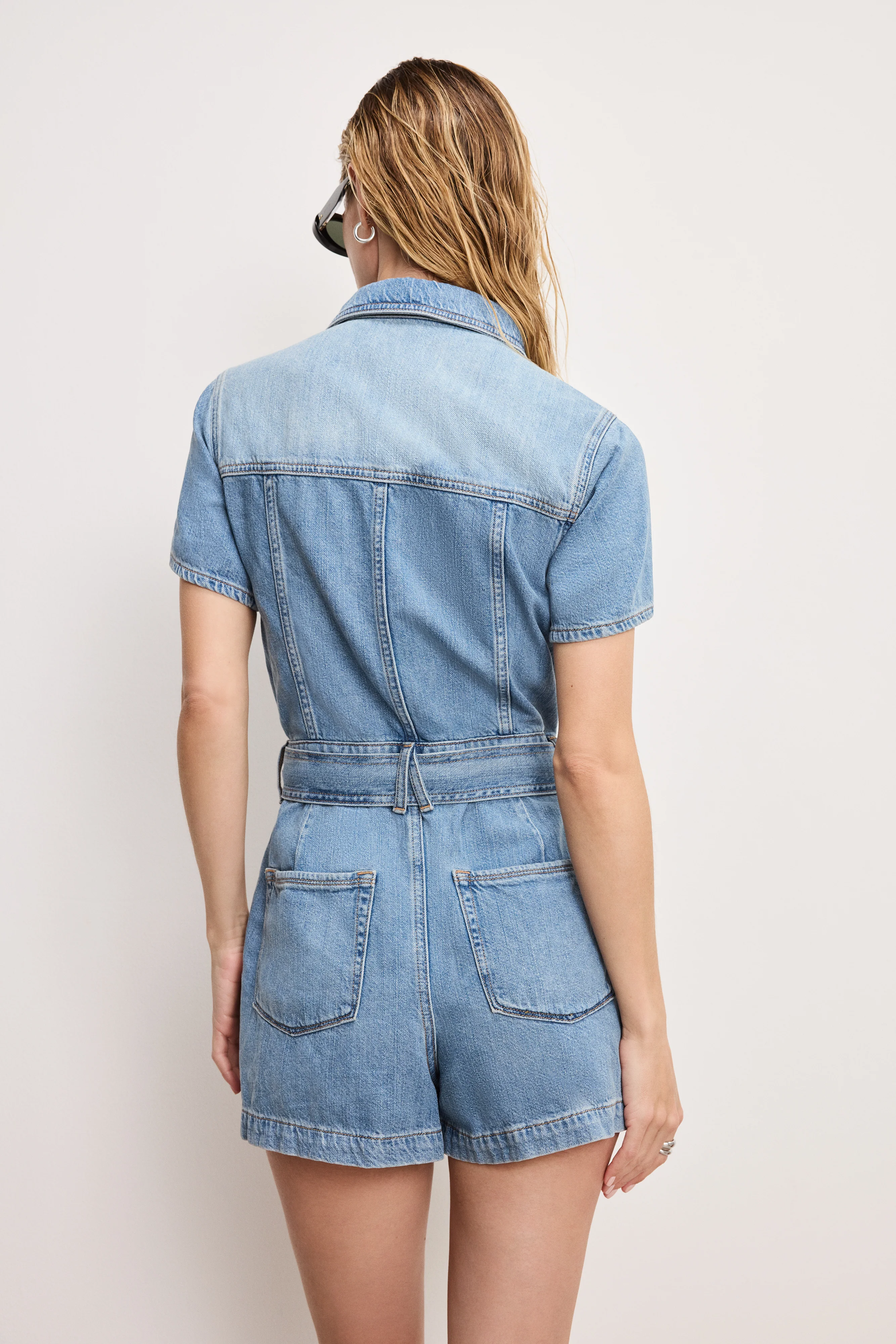 FIT FOR SUCCESS LITE LINEN DENIM SHORTS JUMPSUIT | INDIGO786 - Image 3