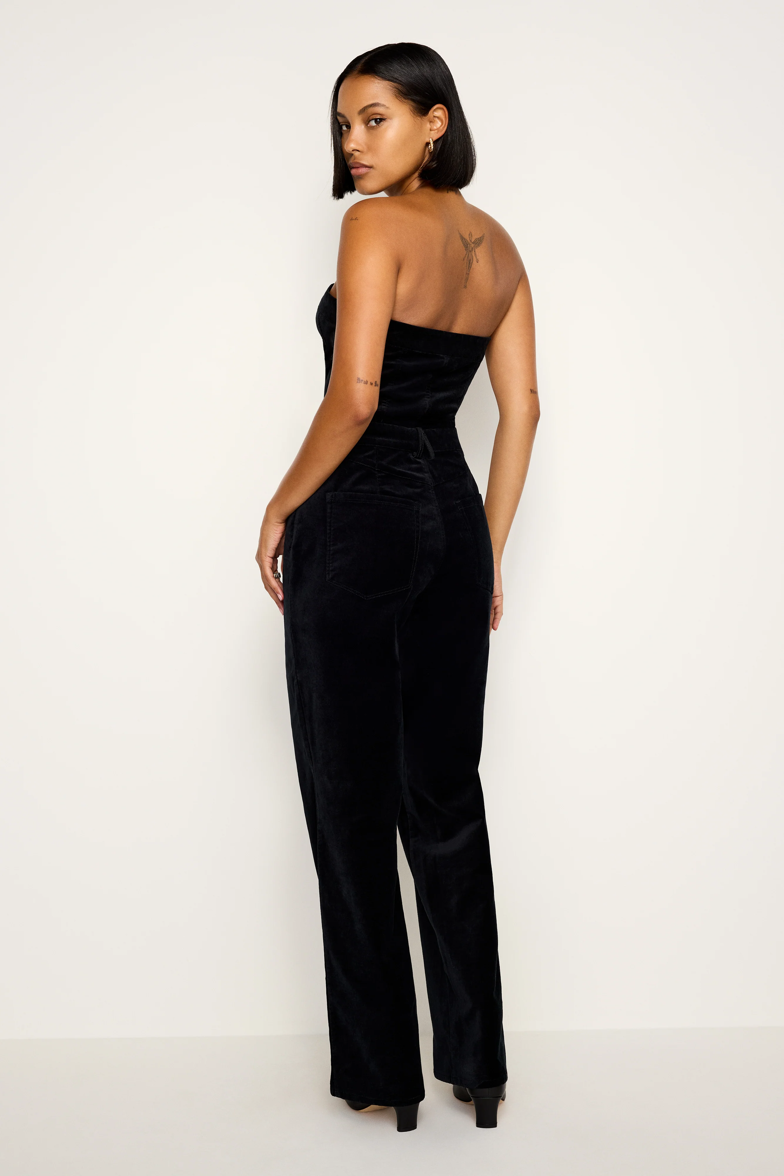 FIT FOR SUCCESS STRAPLESS VELVET JUMPSUIT | BLACK001 - Image 3