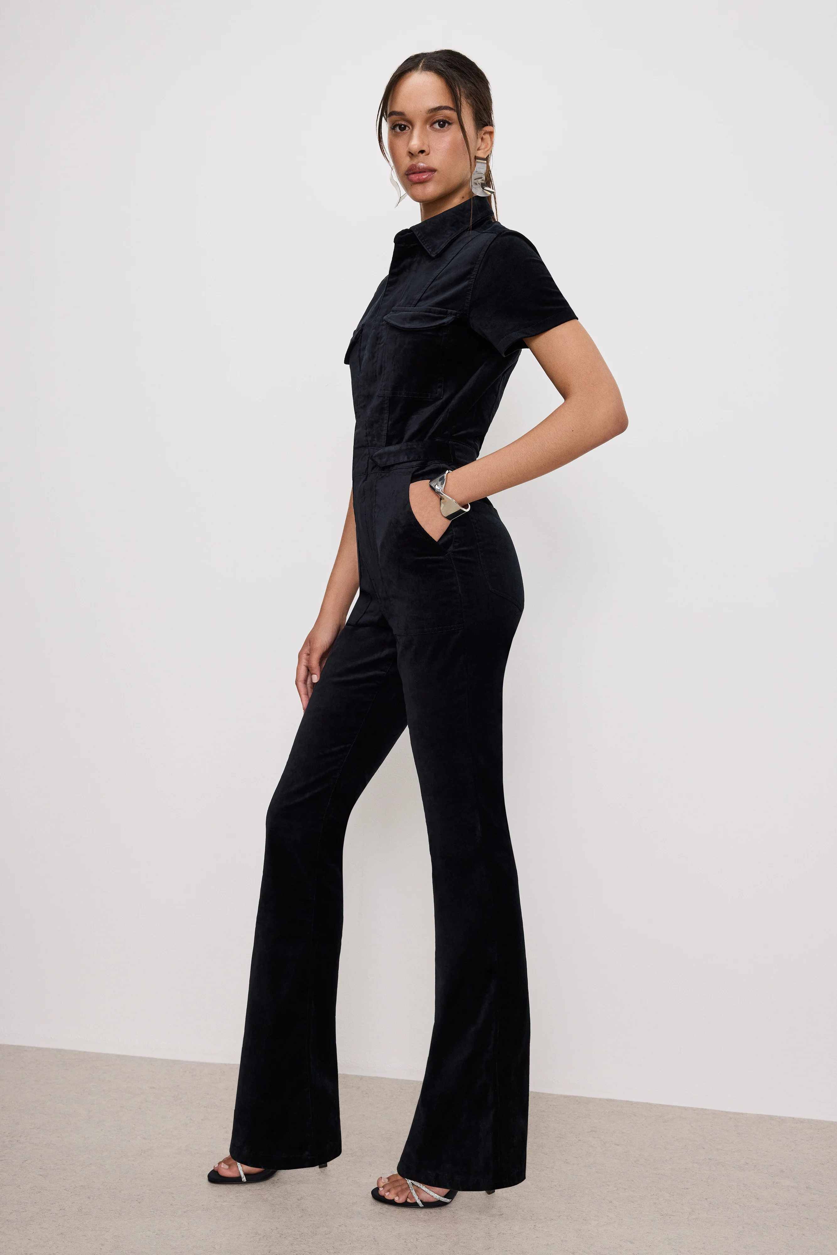 FIT FOR SUCCESS VELVET BOOTCUT JUMPSUIT | BLACK001 - Image 2