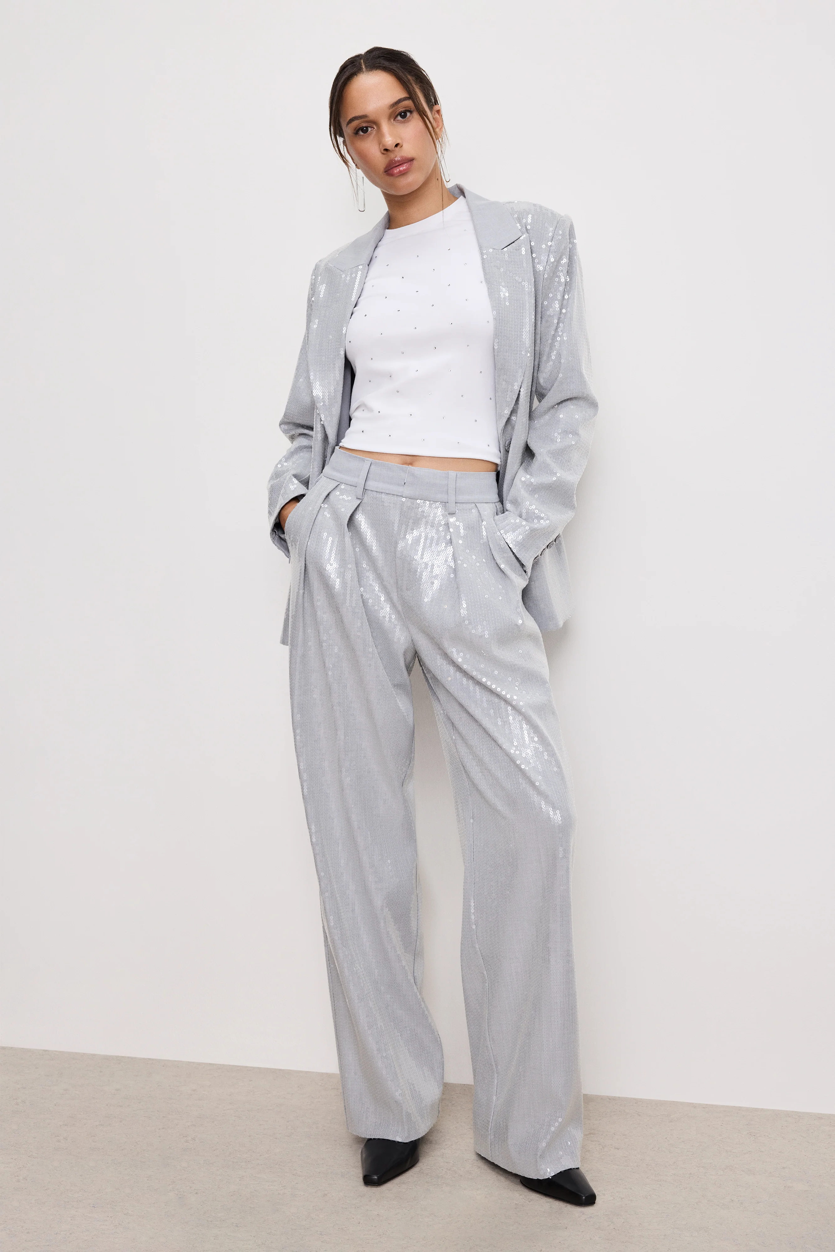 GOOD '90s SEQUIN TROUSERS | HEATHER GREY001 - Image 2