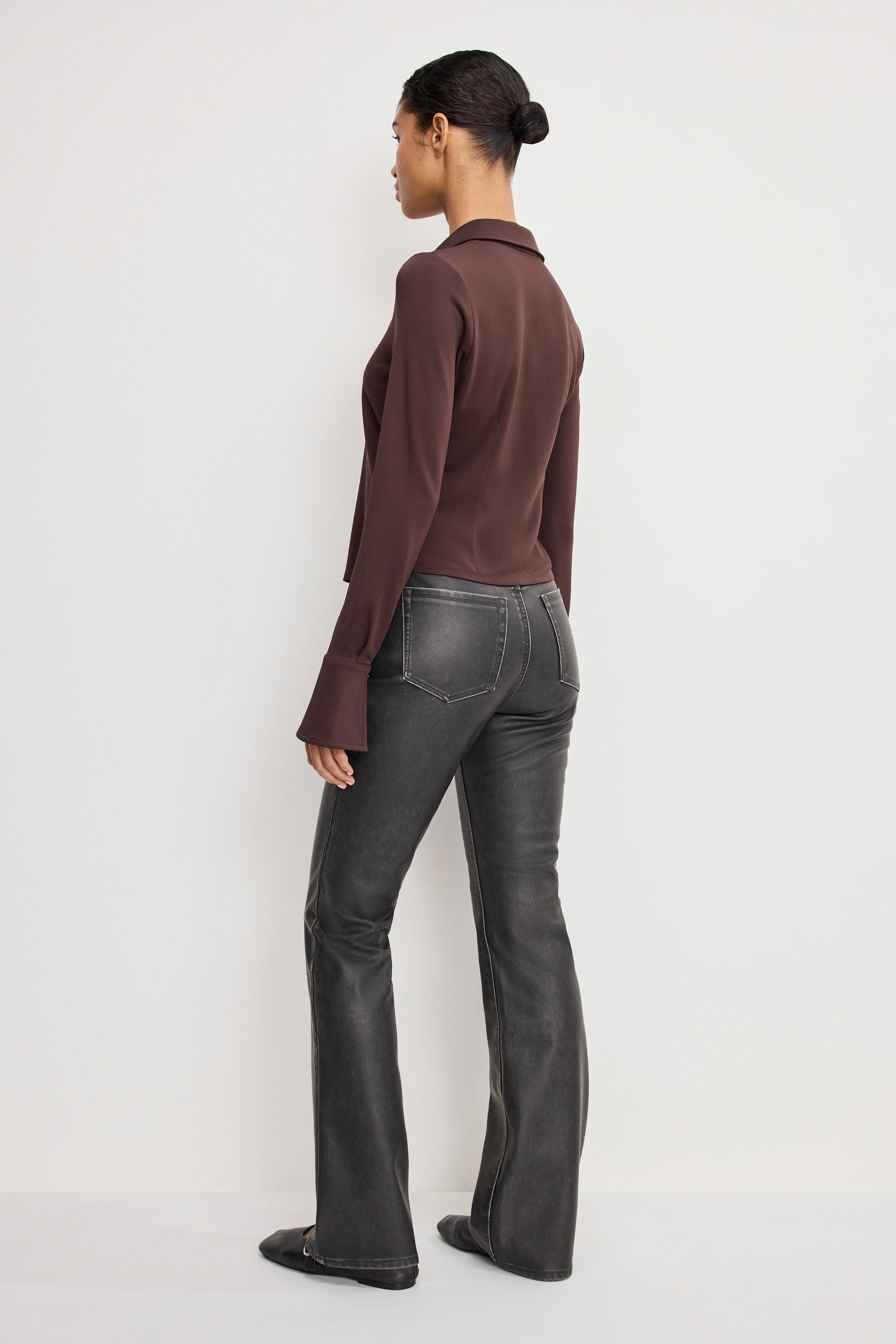 GOOD CLASSIC BOOTCUT FAUX LEATHER PANTS | BLACK001 - Image 3