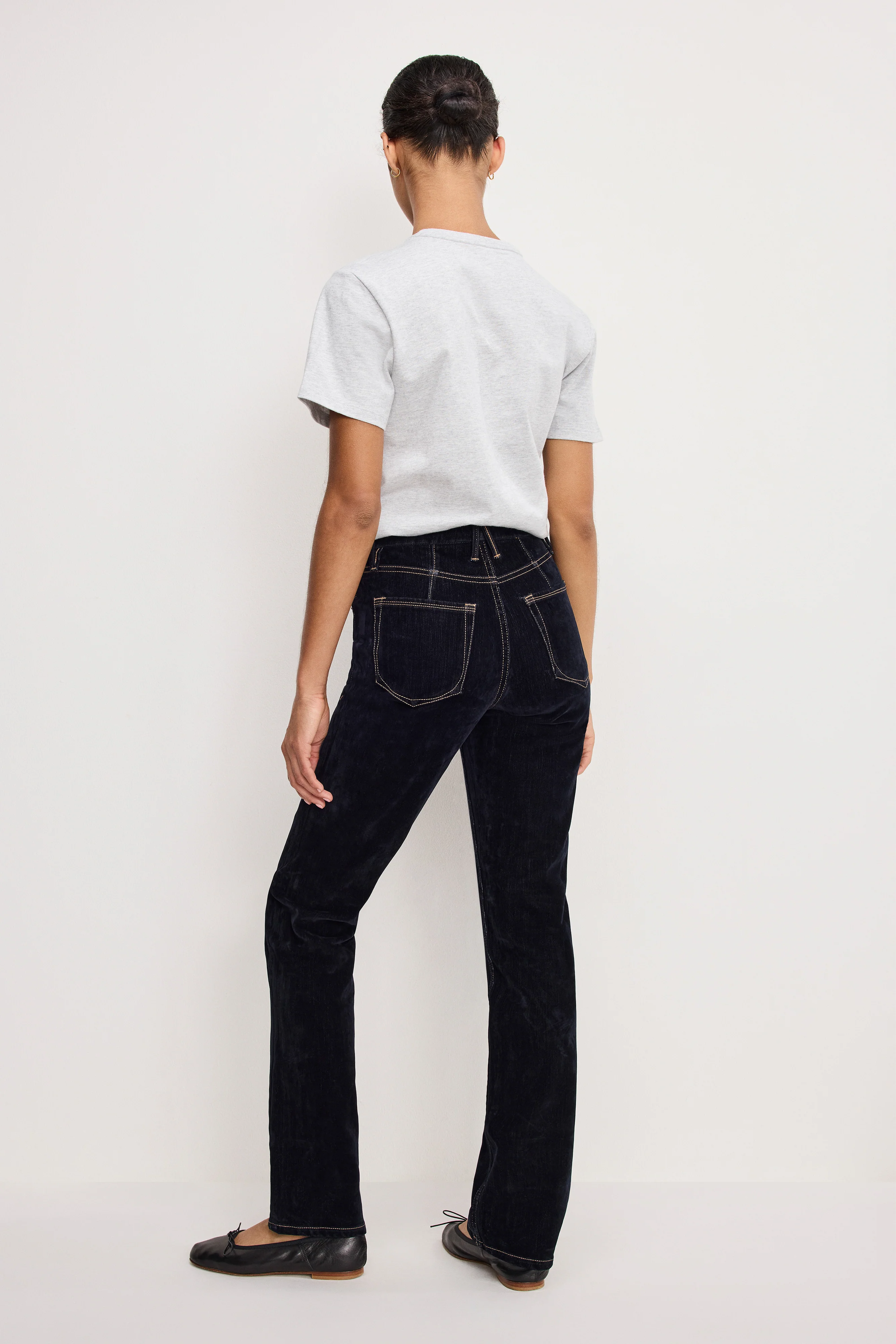 GOOD ICON STRAIGHT FLOCKED DENIM JEANS | INDIGO939 - Image 3
