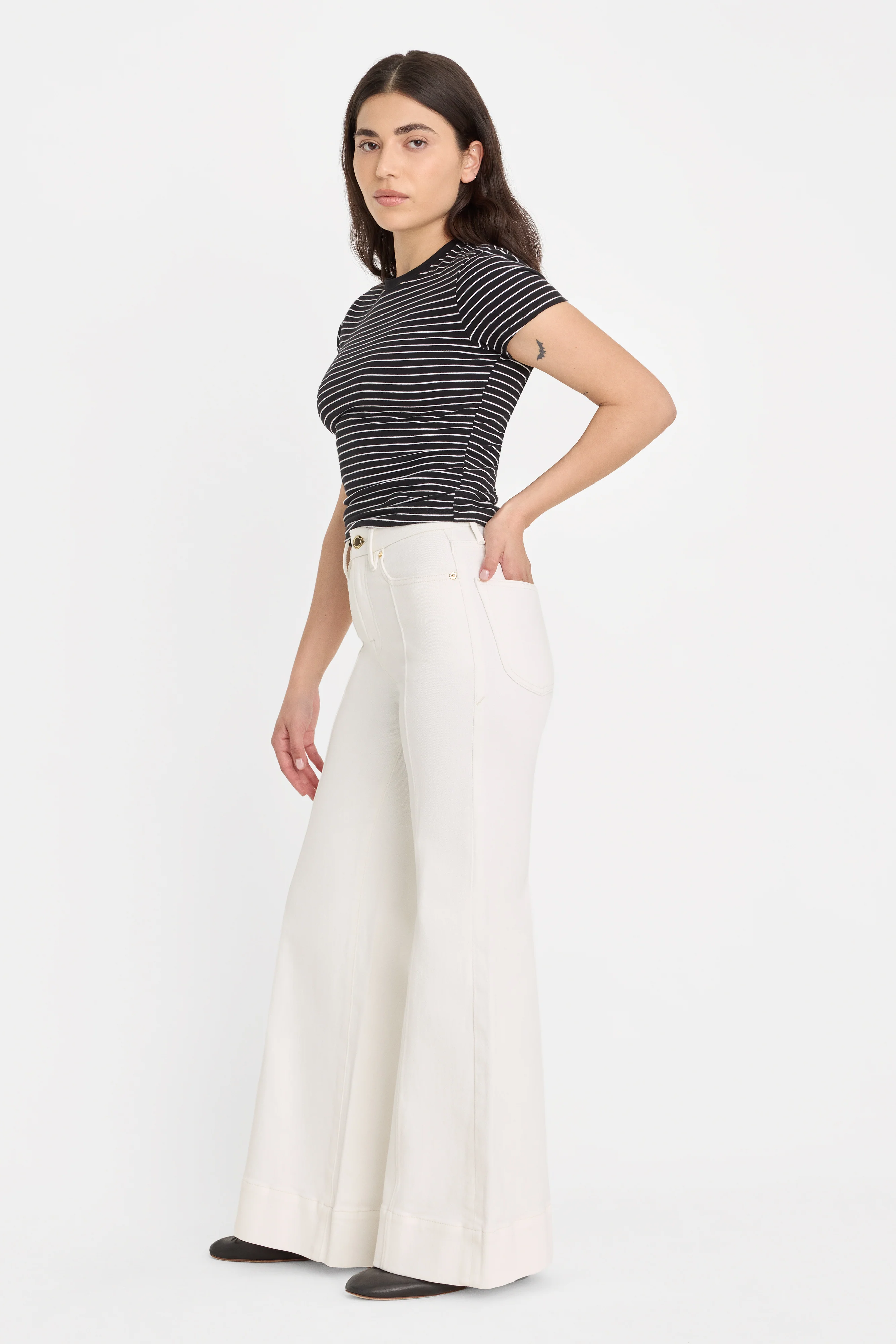 GOOD PETITE PALAZZO JEANS | COTTON WHITE - Image 4
