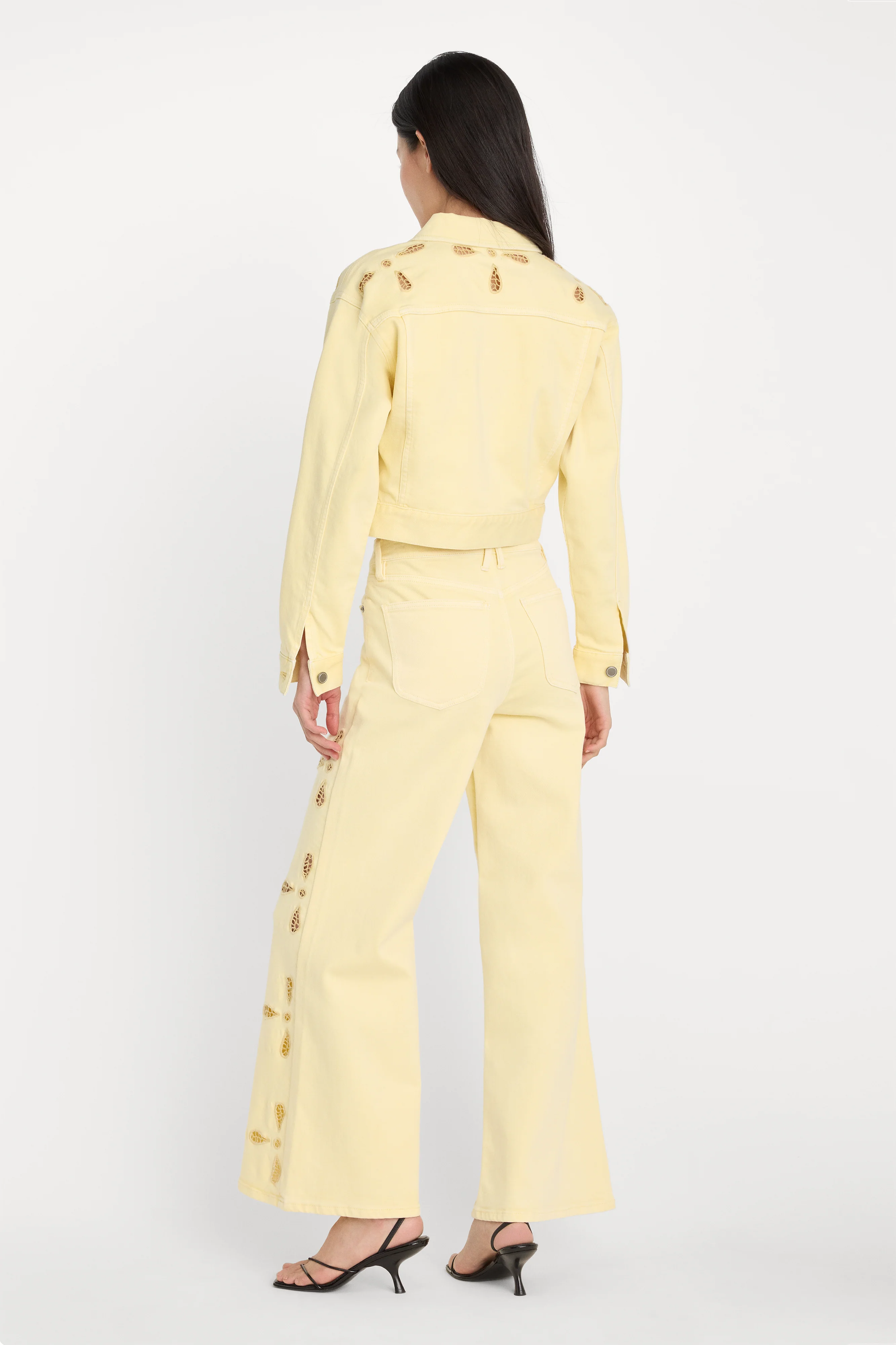 GOOD WAIST PALAZZO ANKLE EMBROIDERED JEANS | ANISE YELLOW - Image 5