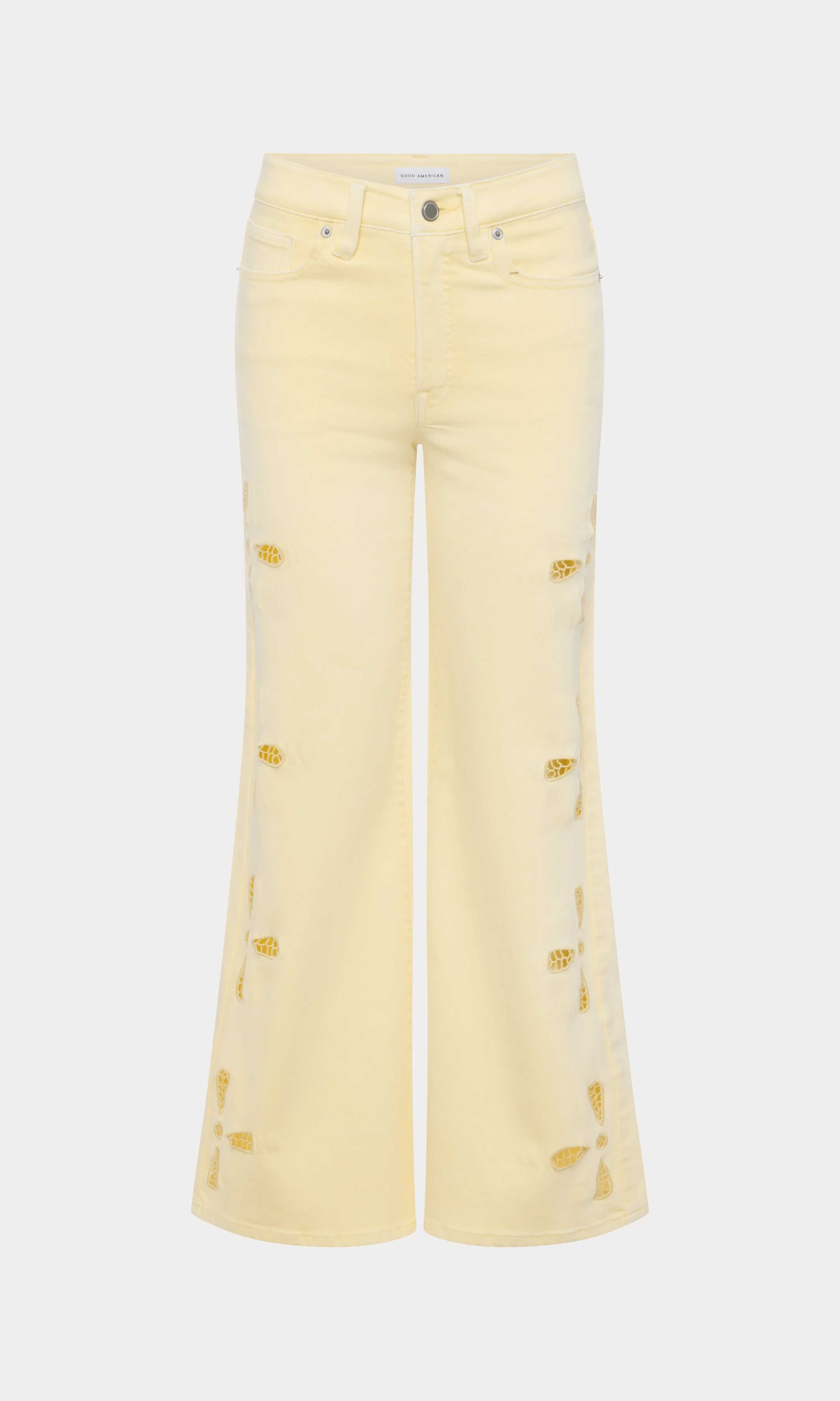 GOOD WAIST PALAZZO ANKLE EMBROIDERED JEANS | ANISE YELLOW - Image 7