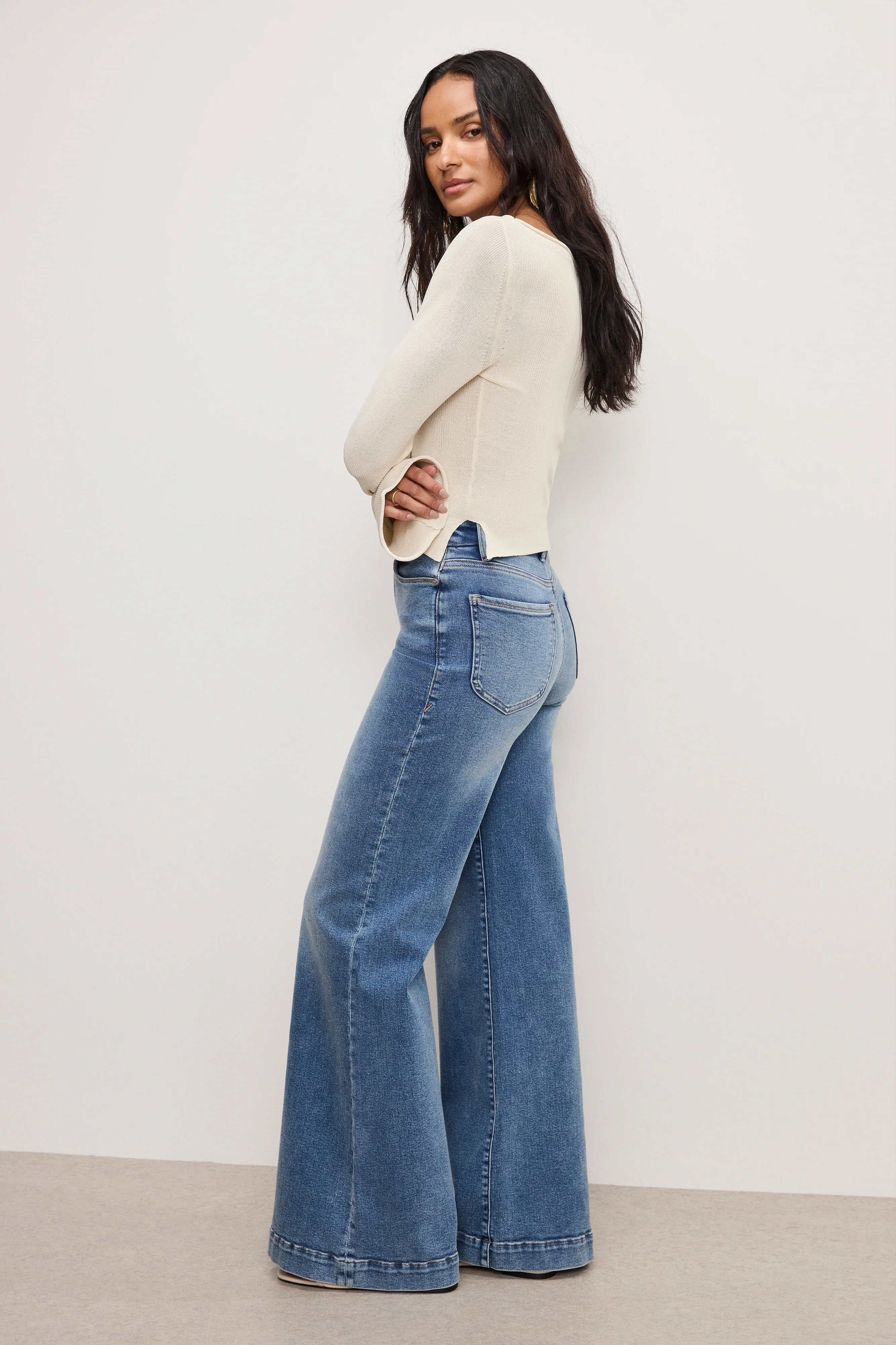 GOOD WAIST PALAZZO COMPRESSION JEANS | INDIGO837 - Image 3