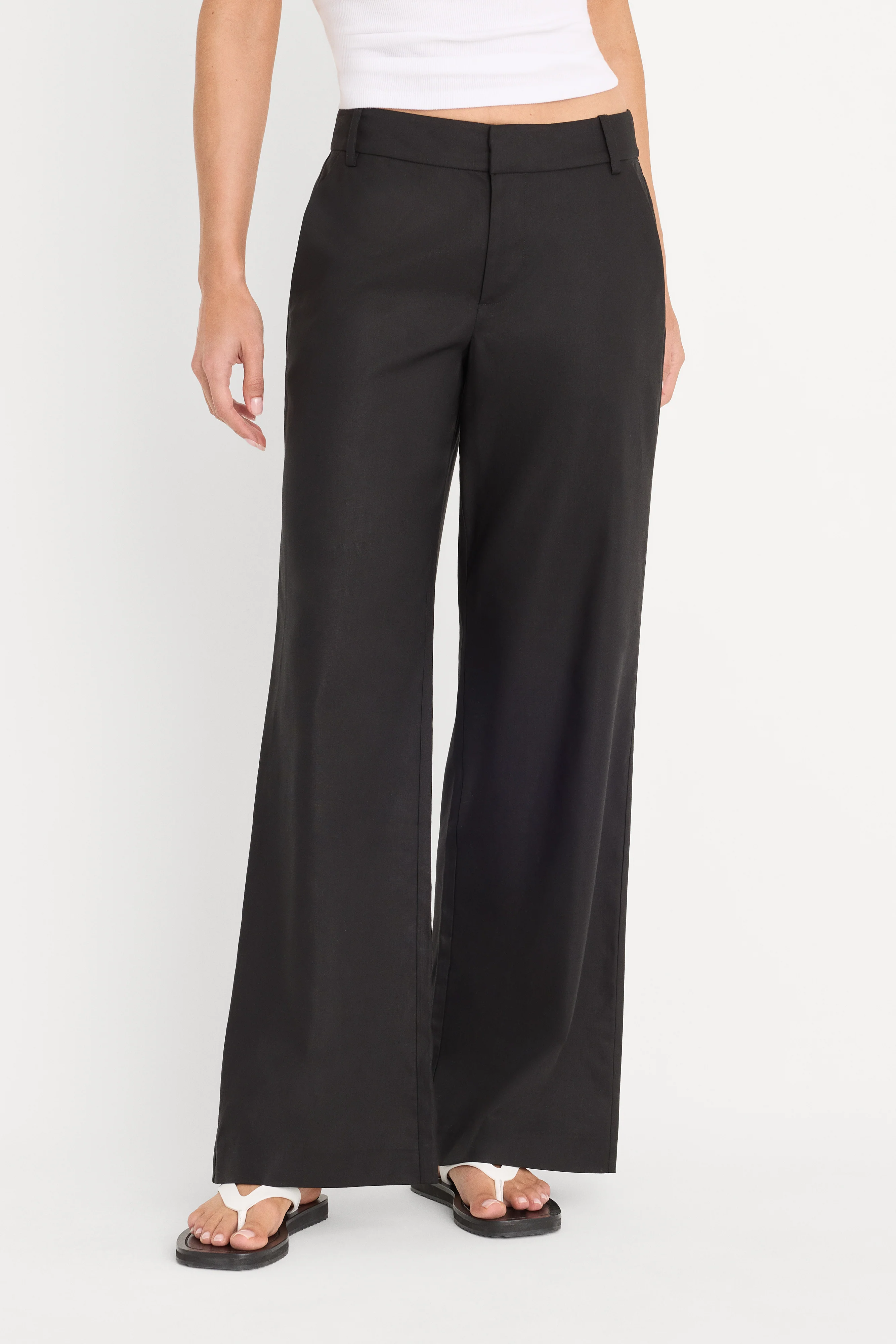THE WIDE LEG LINEN TROUSER | BLACK - Image 2