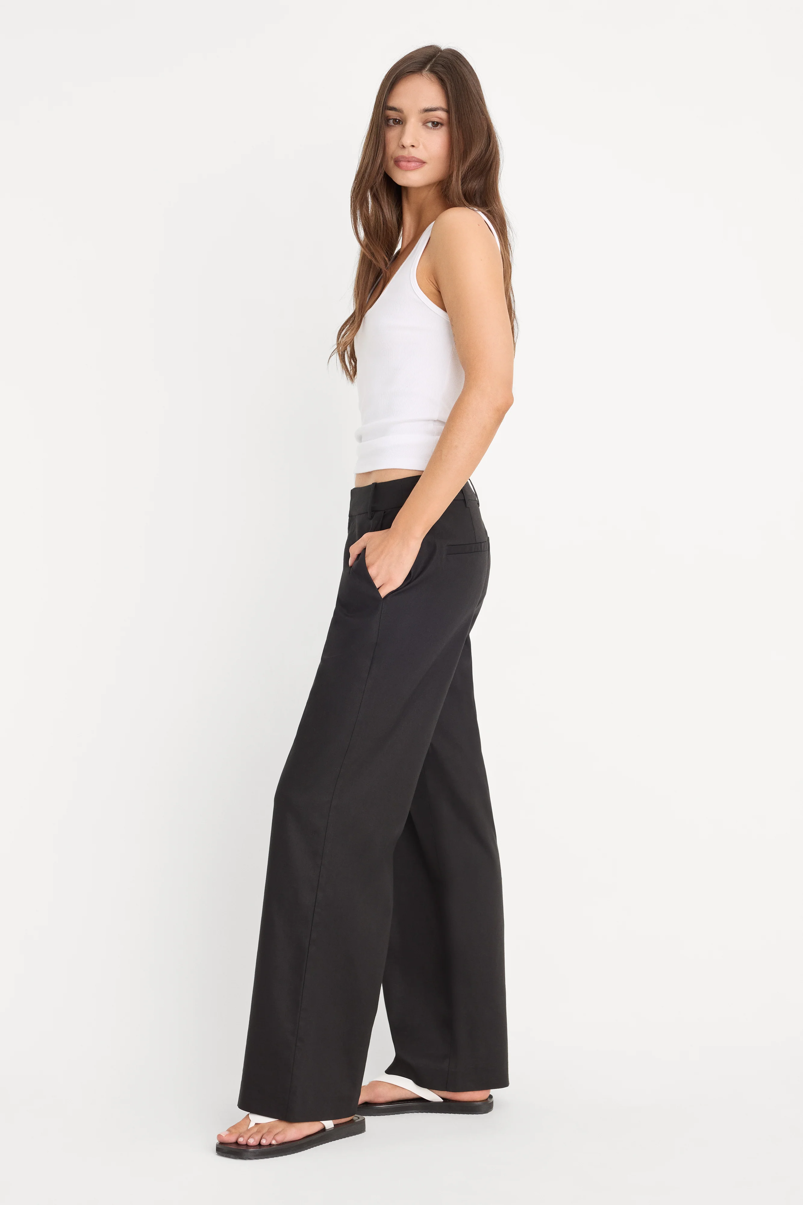 THE WIDE LEG LINEN TROUSER | BLACK - Image 3
