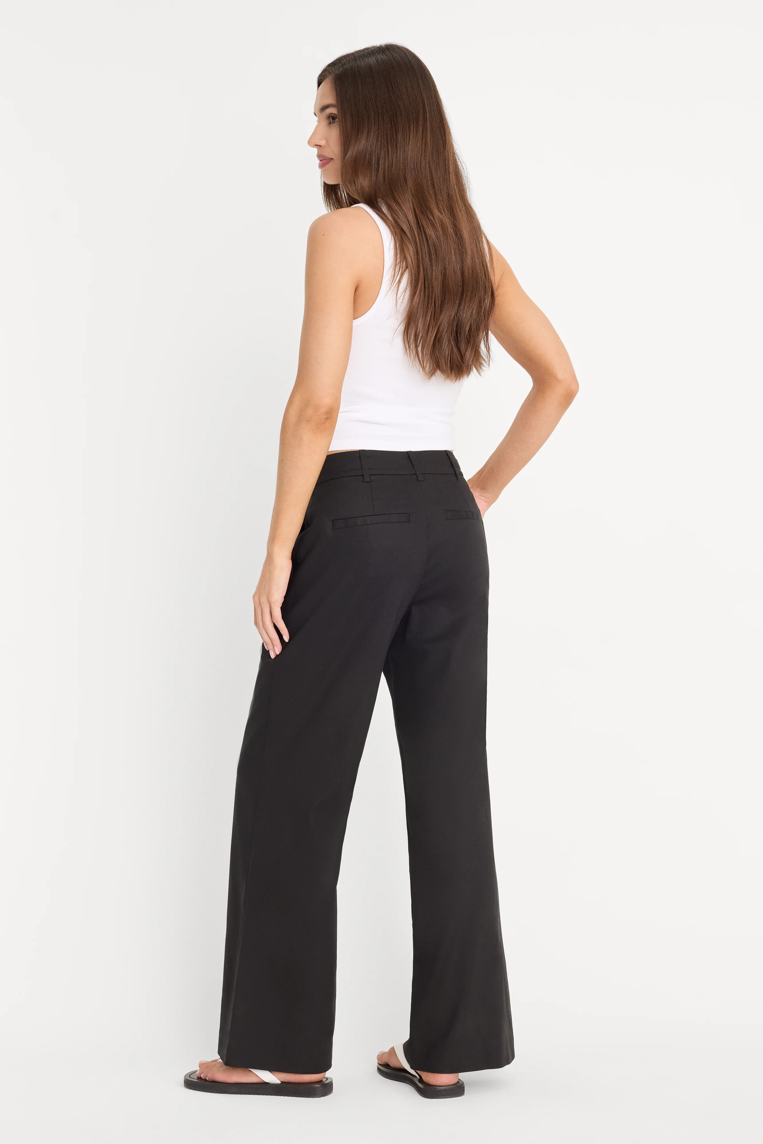 THE WIDE LEG LINEN TROUSER | BLACK - Image 5