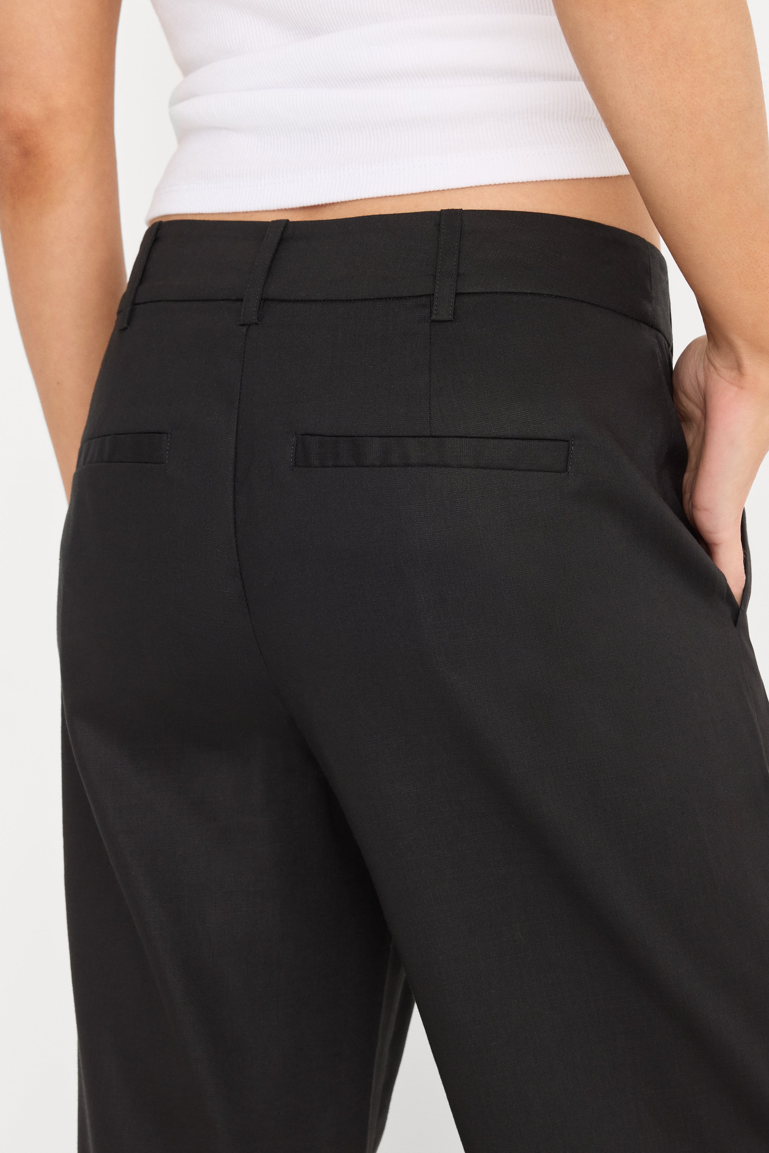 THE WIDE LEG LINEN TROUSER | BLACK - Image 6