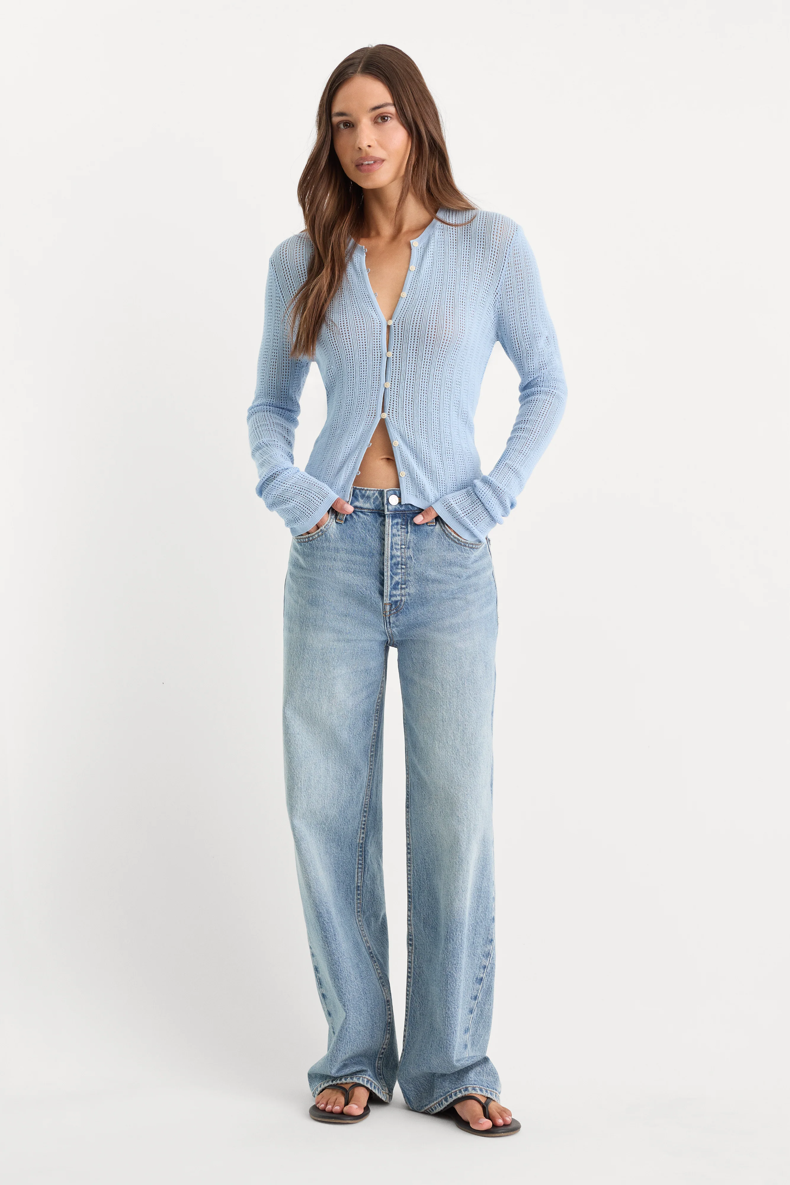 THE OPEN KNIT CARDIGAN | MORNING SKY - Image 4