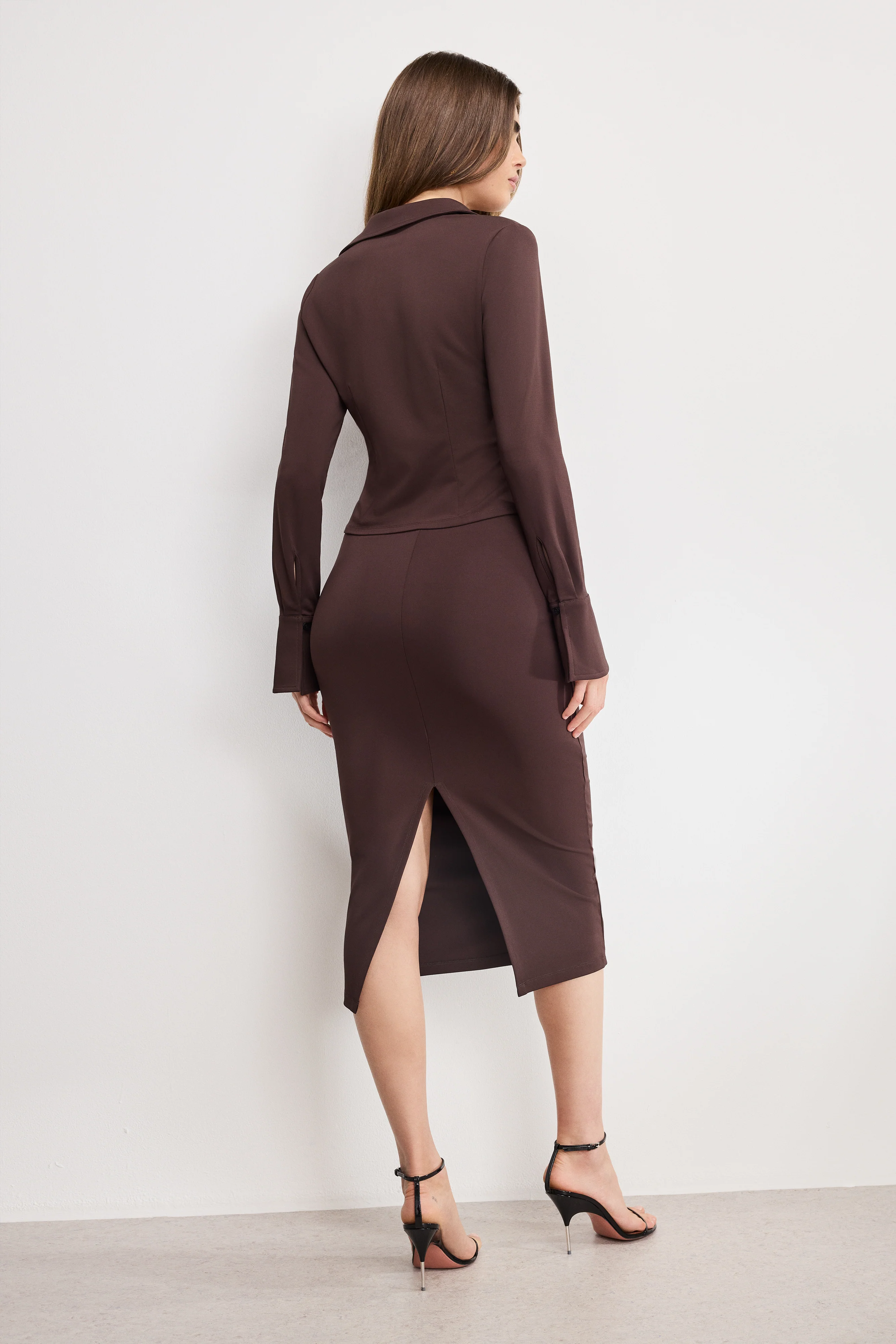 MATTE JERSEY MIDI PENCIL SKIRT | BARK003 - Image 4