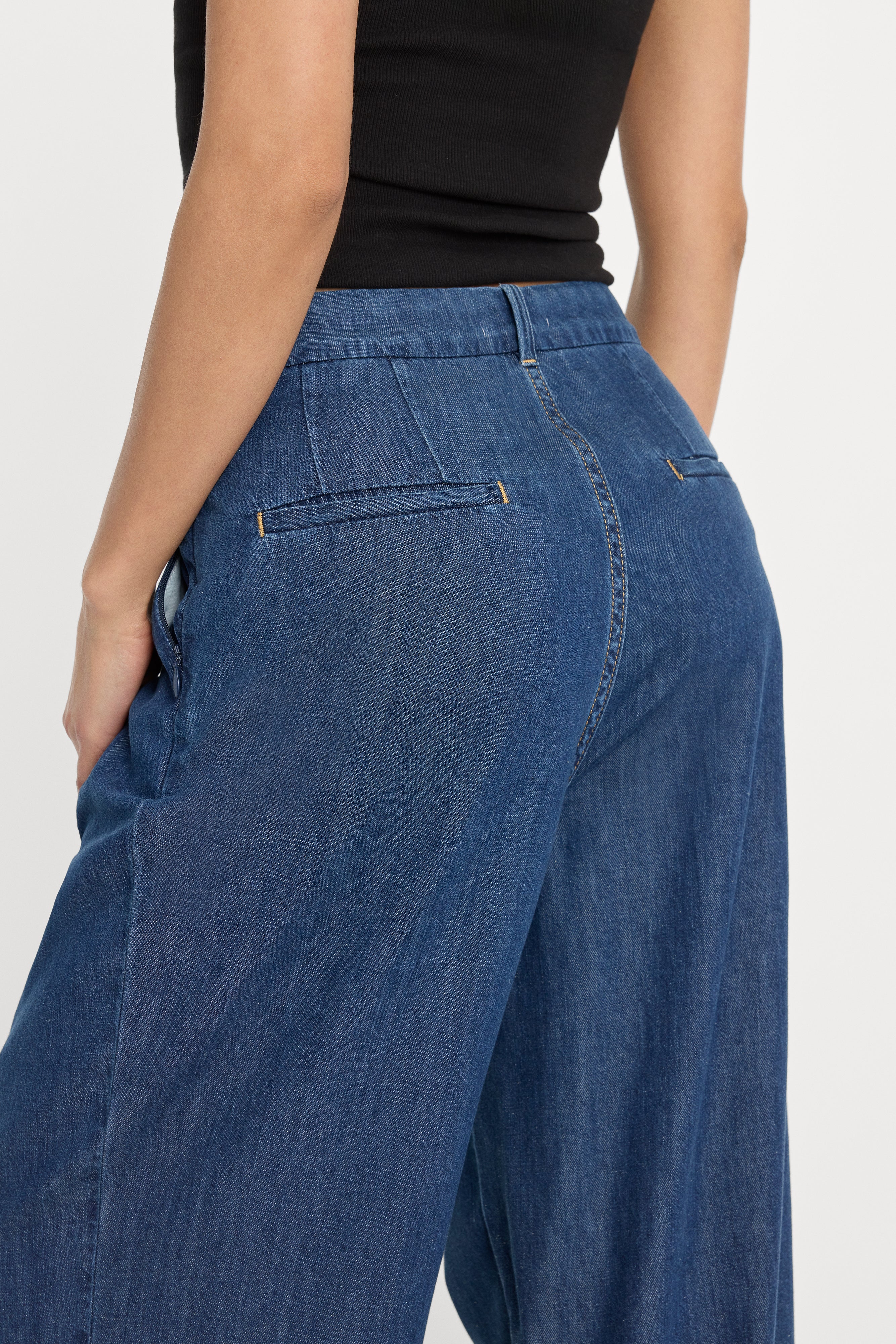 PLEATED HIGH WAISTED WIDE LEG TROUSER | INDIGO1187 - Image 5