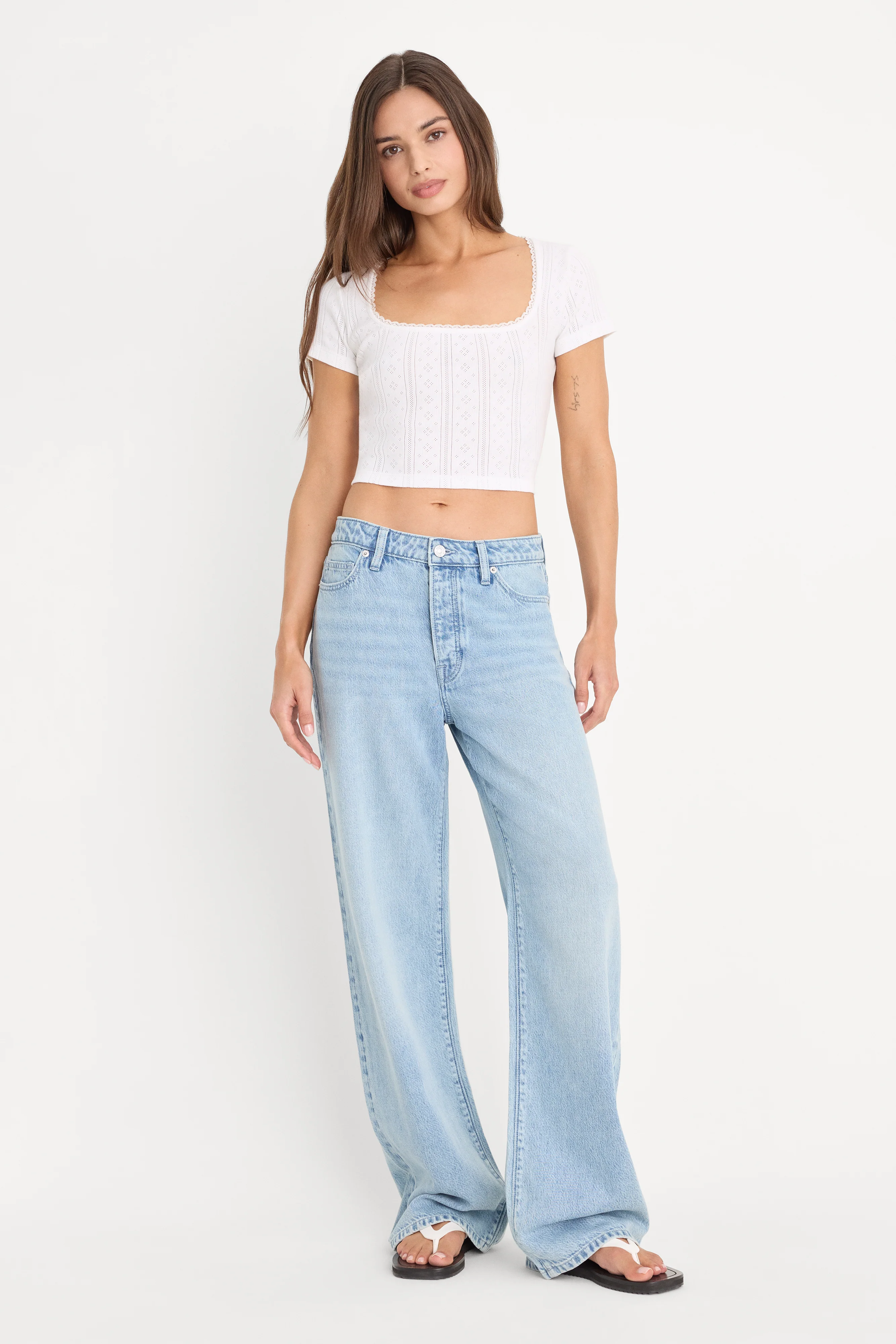 THE POINTELLE SQUARE NECK TOP | WHITE001 - Image 5
