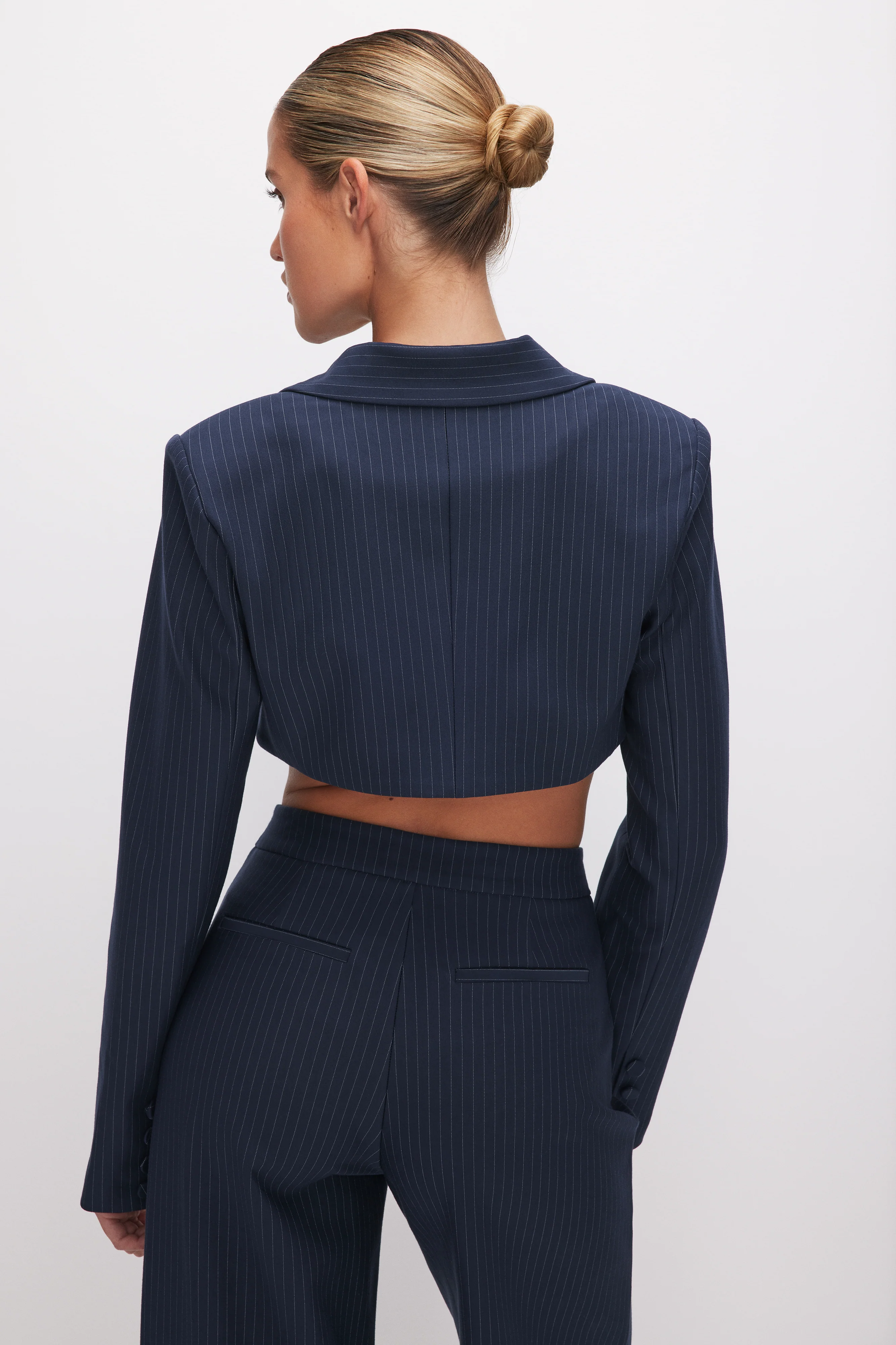 PONTE SUPER CROPPED BLAZER | INK STRIPE001 - Image 5