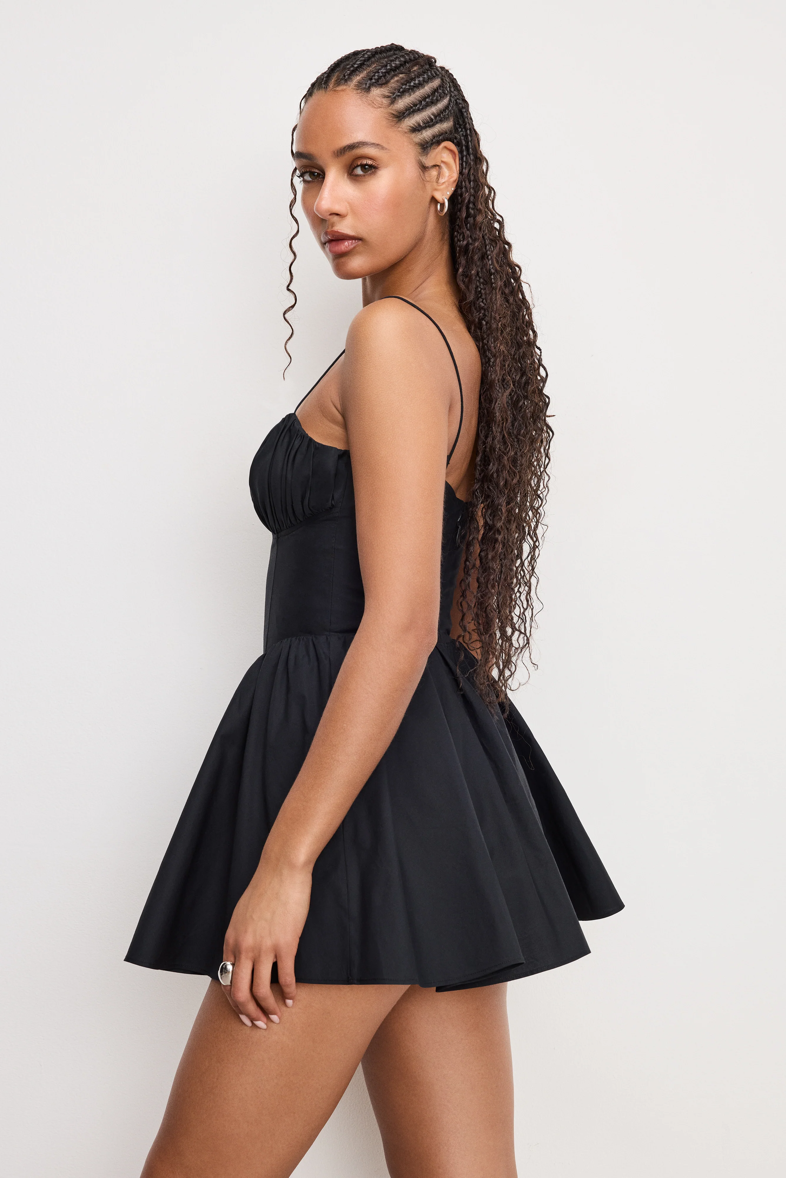 POPLIN MINI DRESS | BLACK001 - Image 4