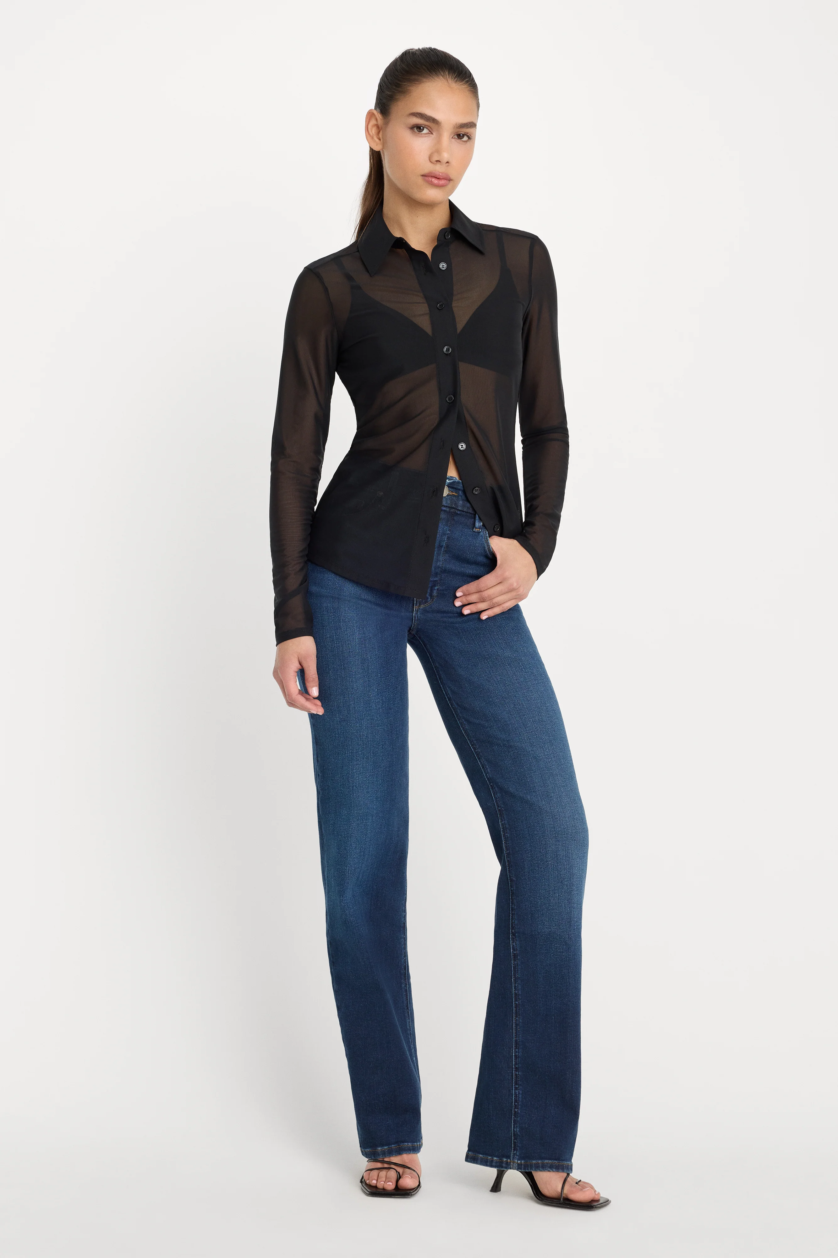 MESH BUTTON UP TOP | BLACK001 - Image 3