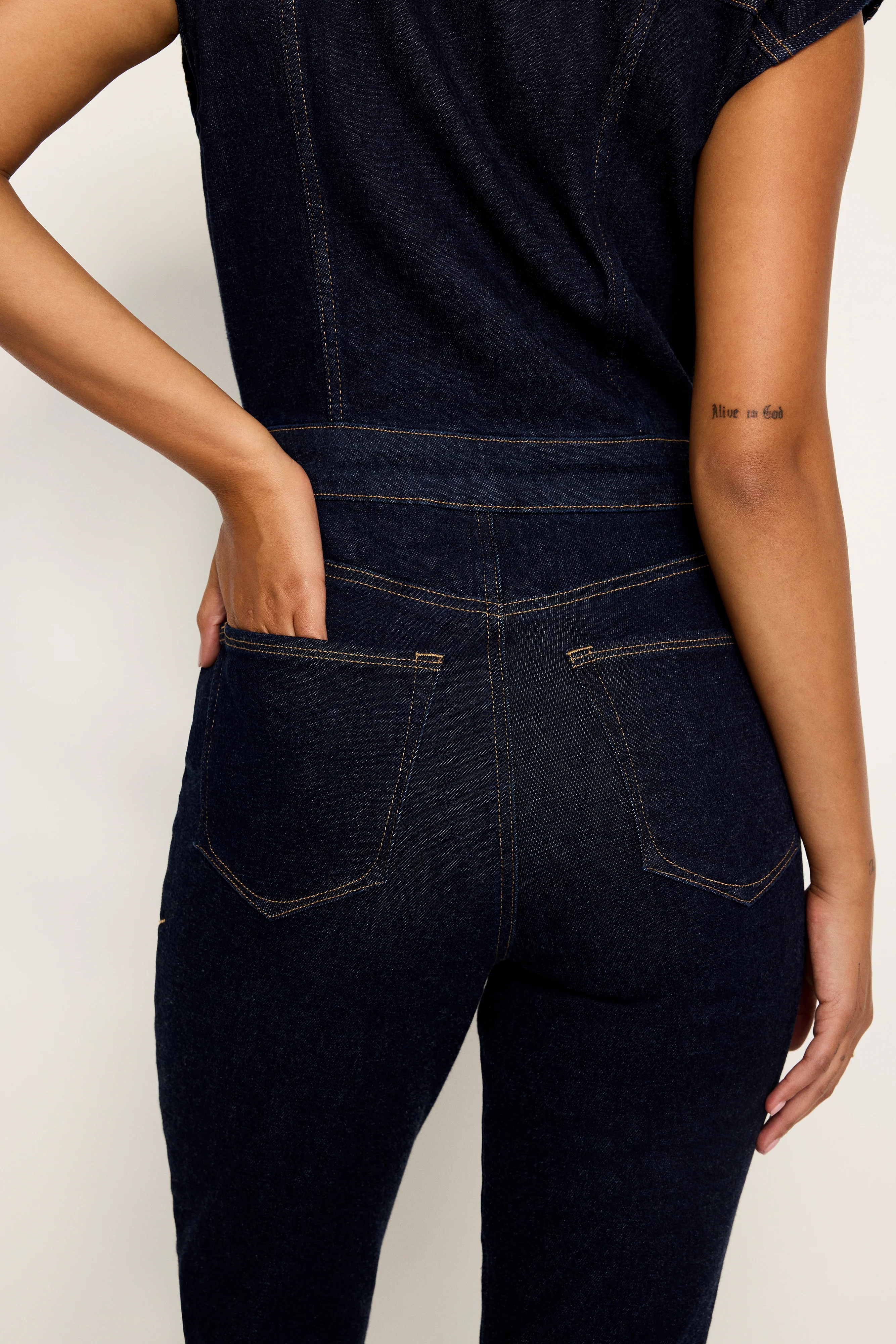 RINSED DENIM FIT FOR SUCCESS JUMPSUIT | INDIGO716 - Image 5