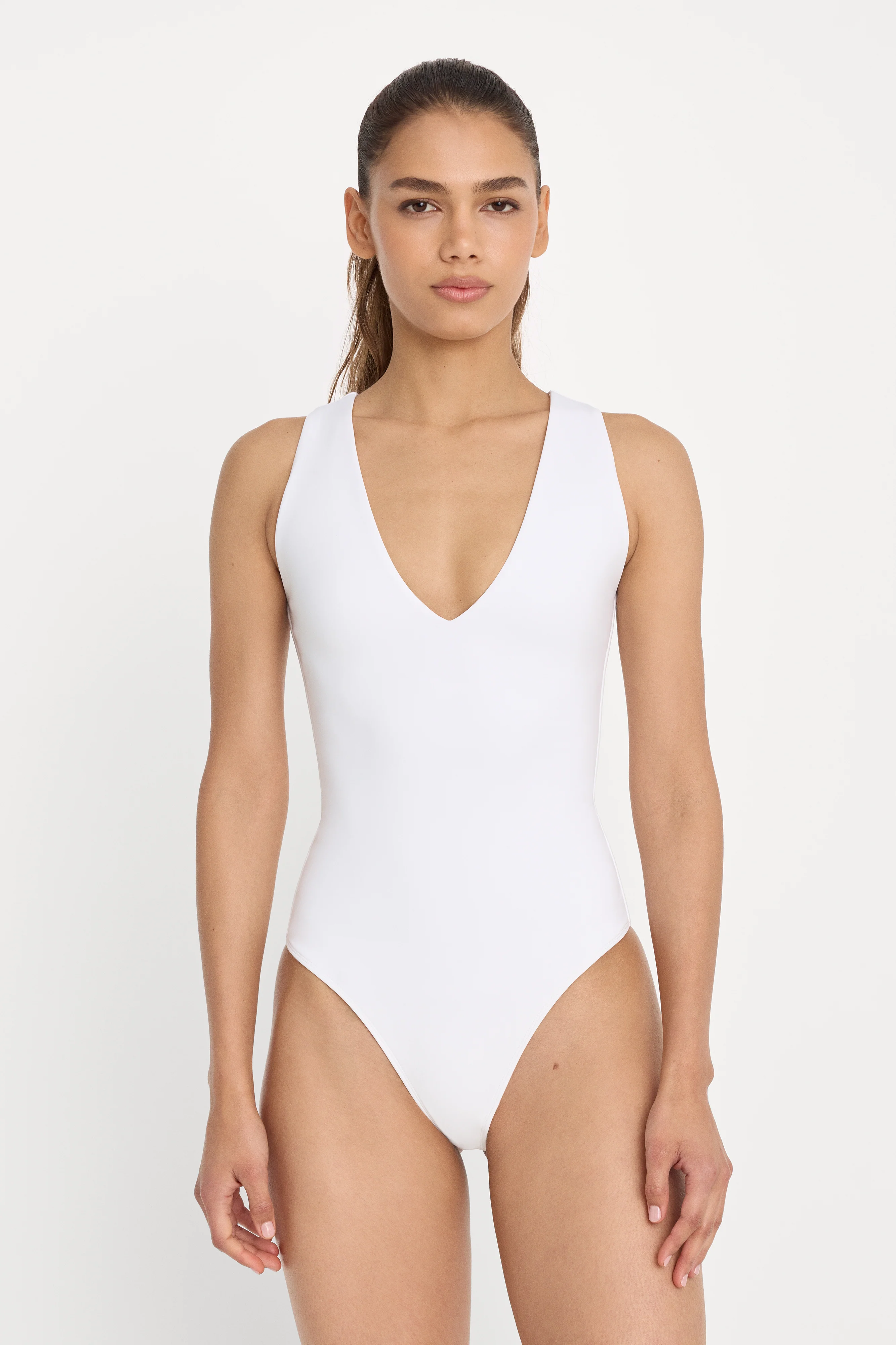 SCULPTING DEEP V BODYSUIT | WHITE001 - Image 2