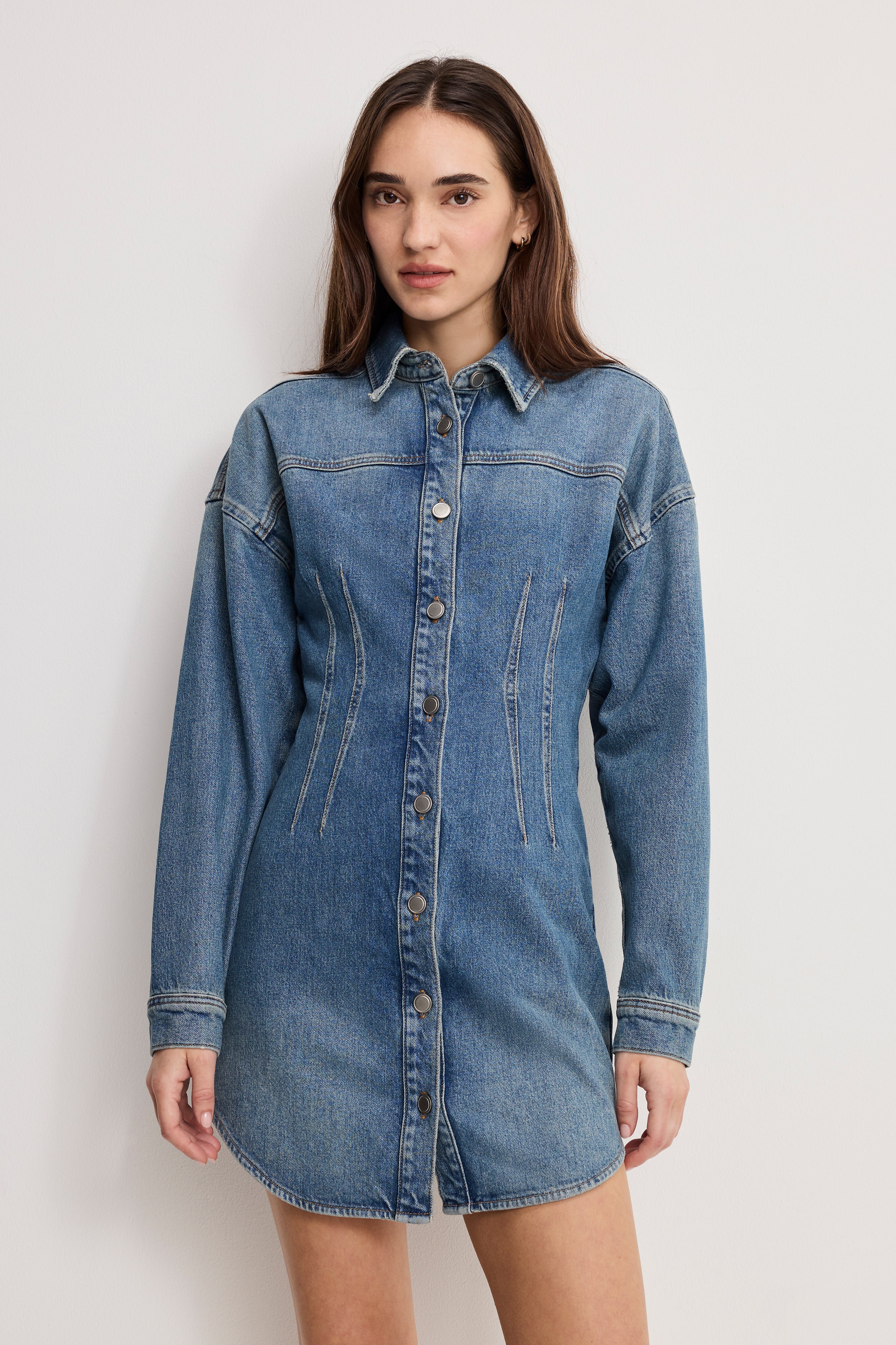 SHAPED DENIM DRESS | INDIGO1100 - Image 3