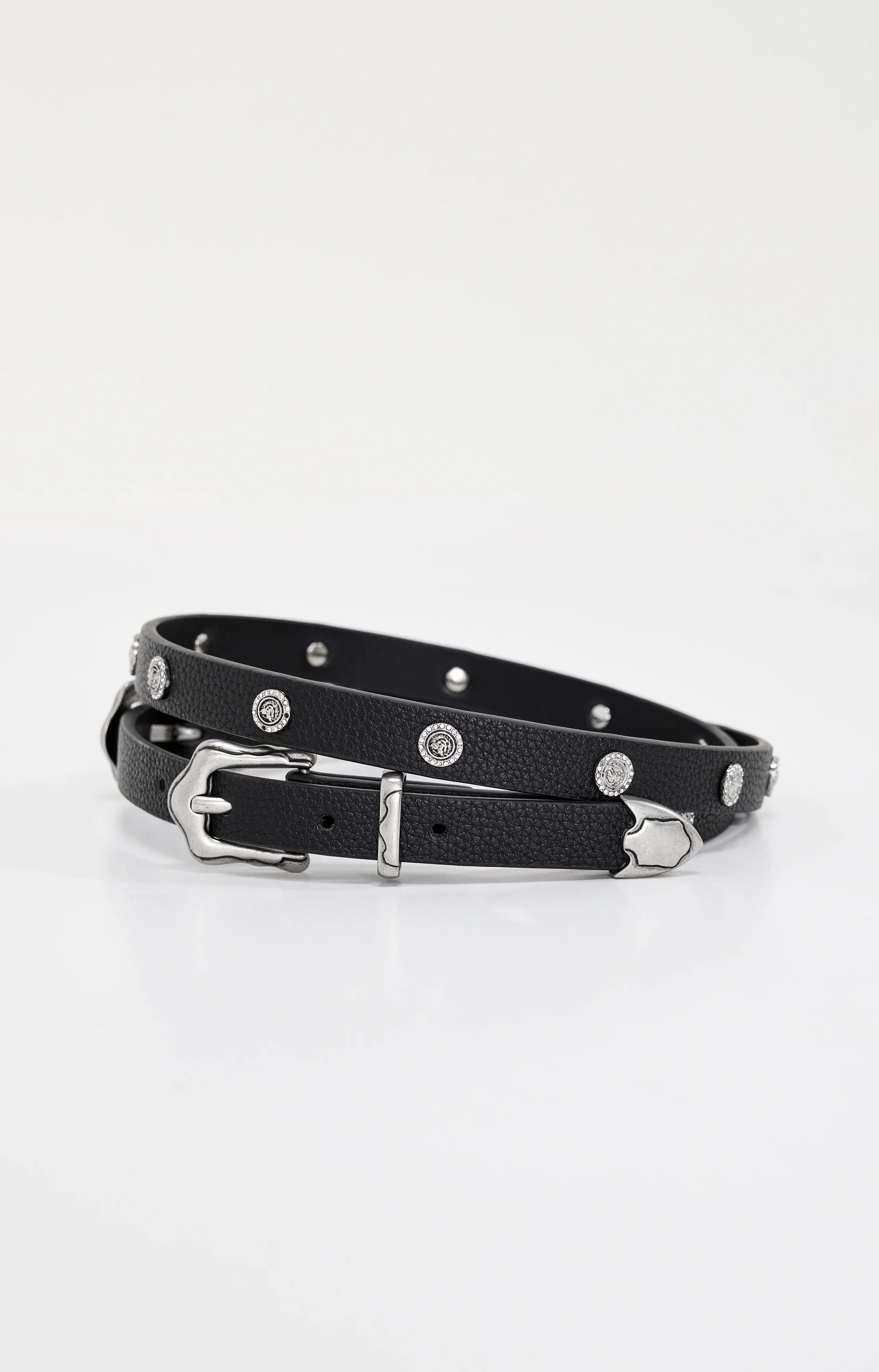 SKINNY DOUBLE BUCKLE BELT | BLACK001 - Image 4
