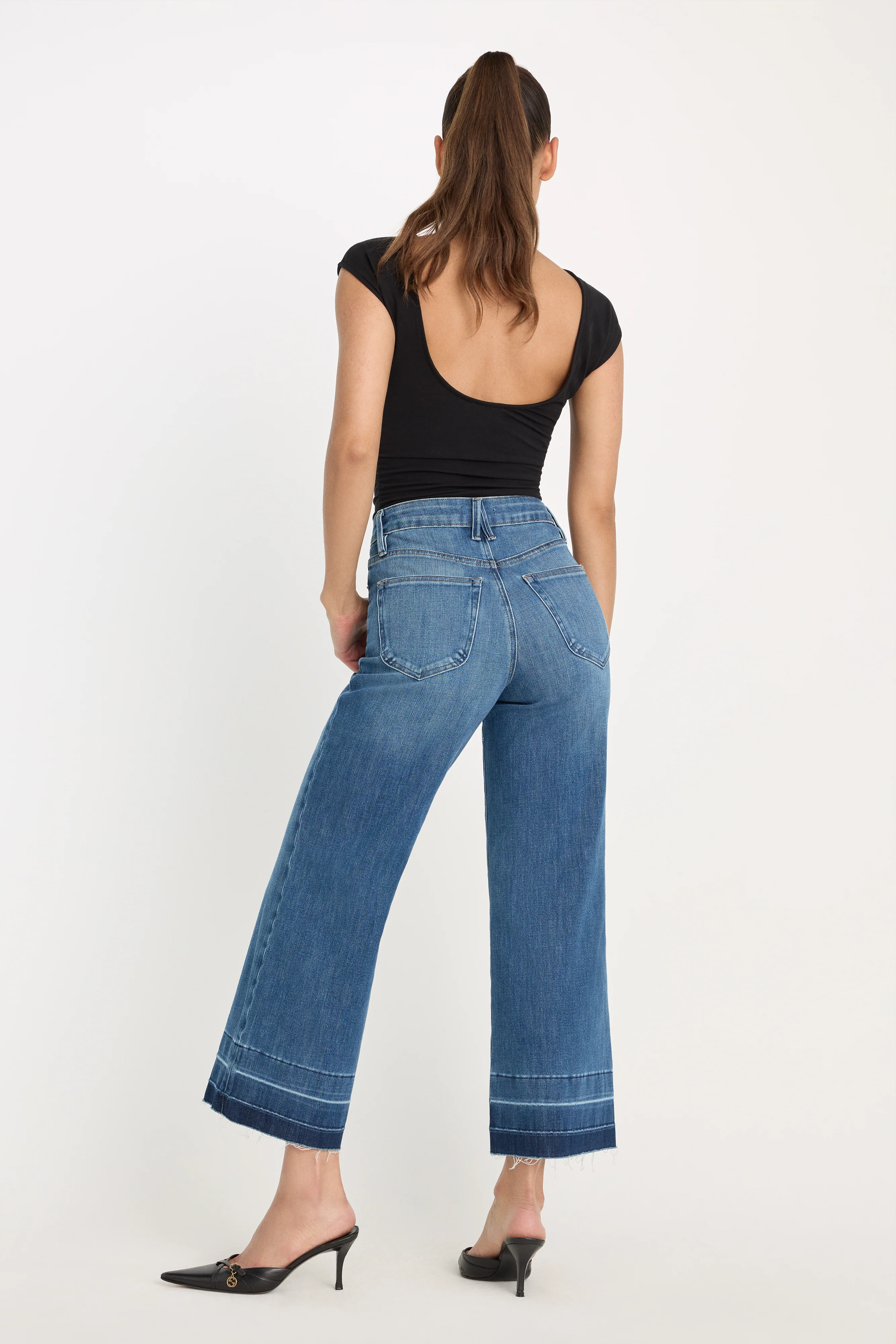 SOFT TECH GOOD WAIST PALAZZO CROPPED JEANS | INDIGO1213 - Image 5