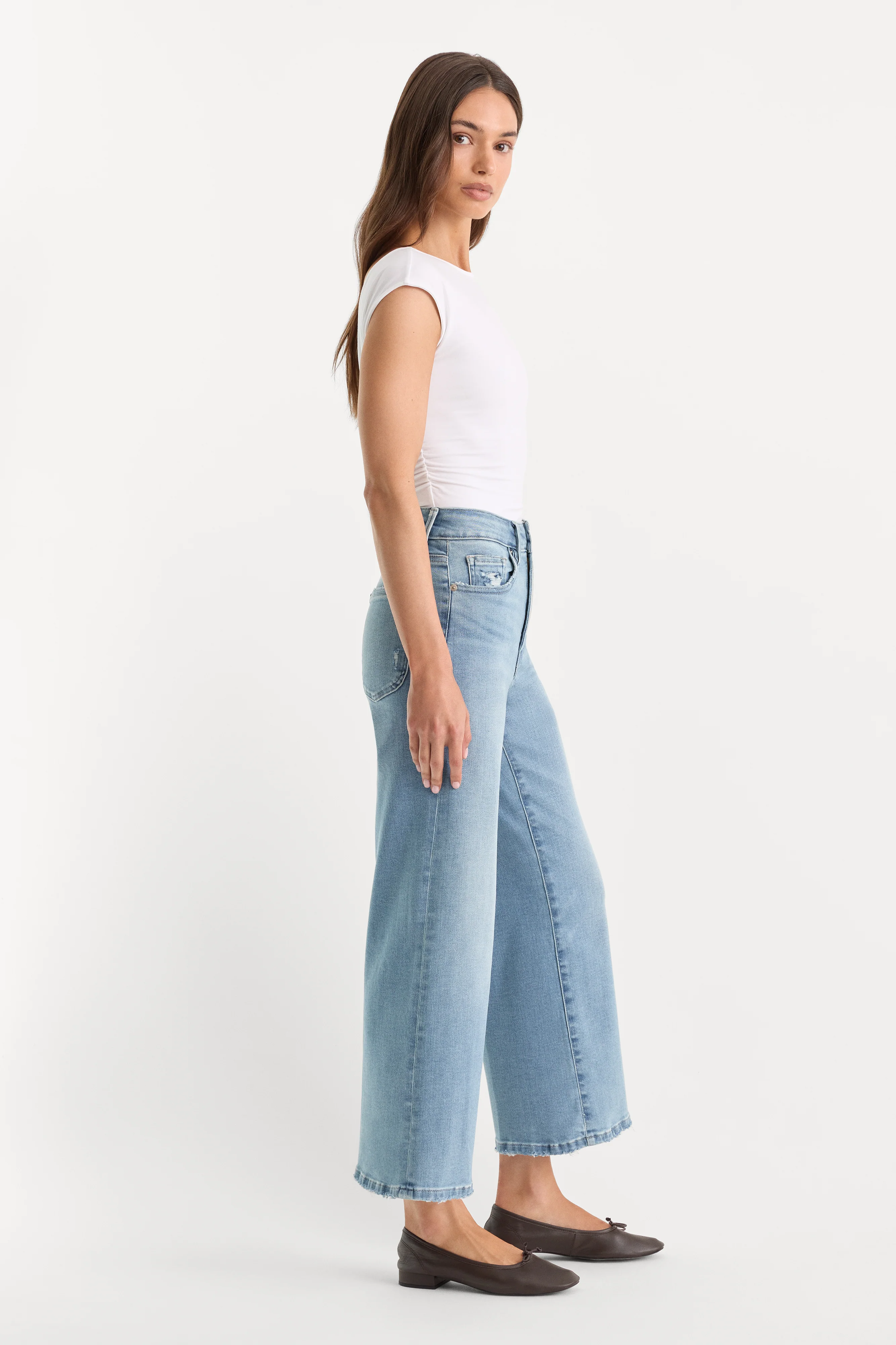 SOFT TECH GOOD WAIST PALAZZO CROPPED JEANS | INDIGO1225 - Image 3