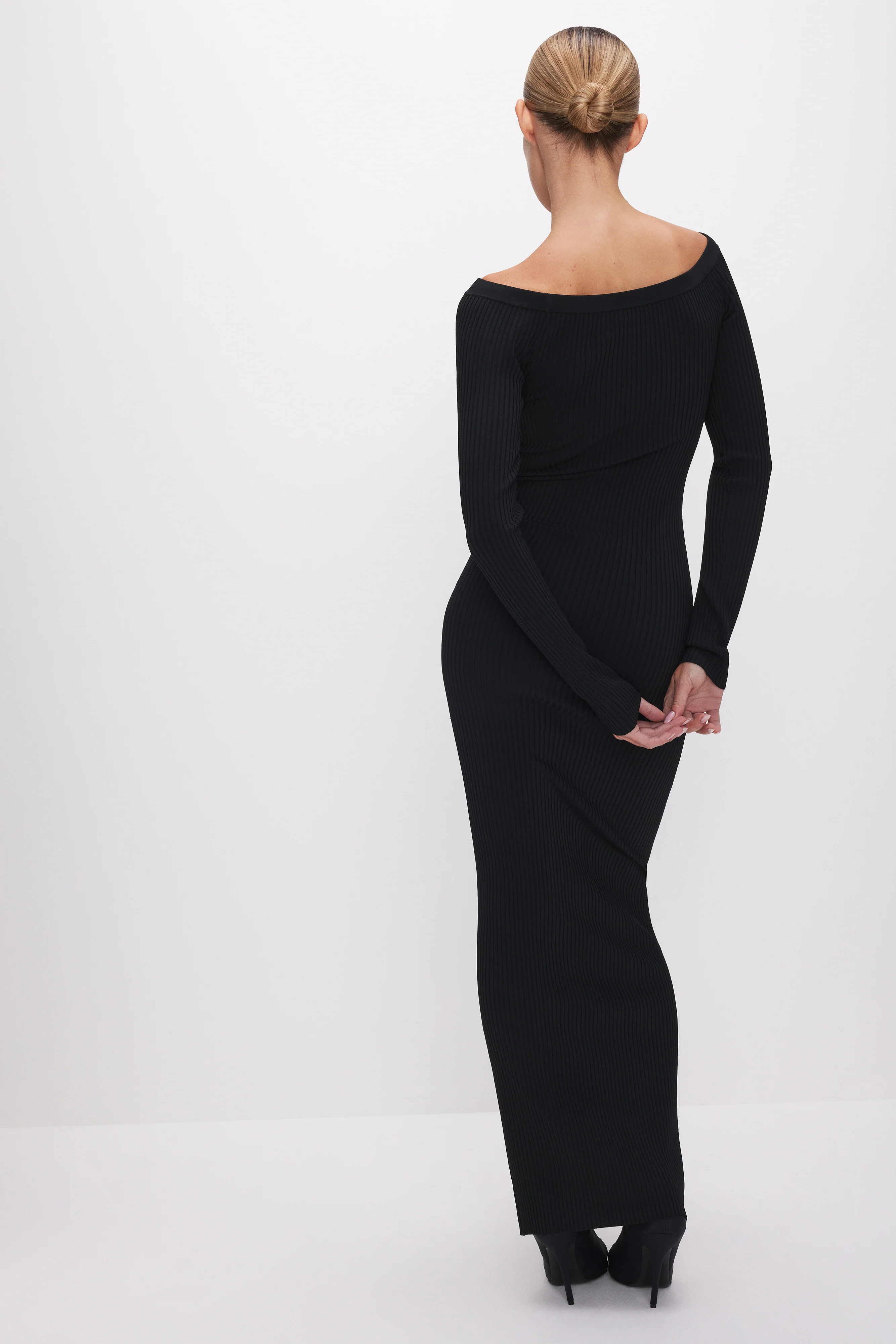 STRETCH RIB MAXI DRESS | BLACK001 - Image 4