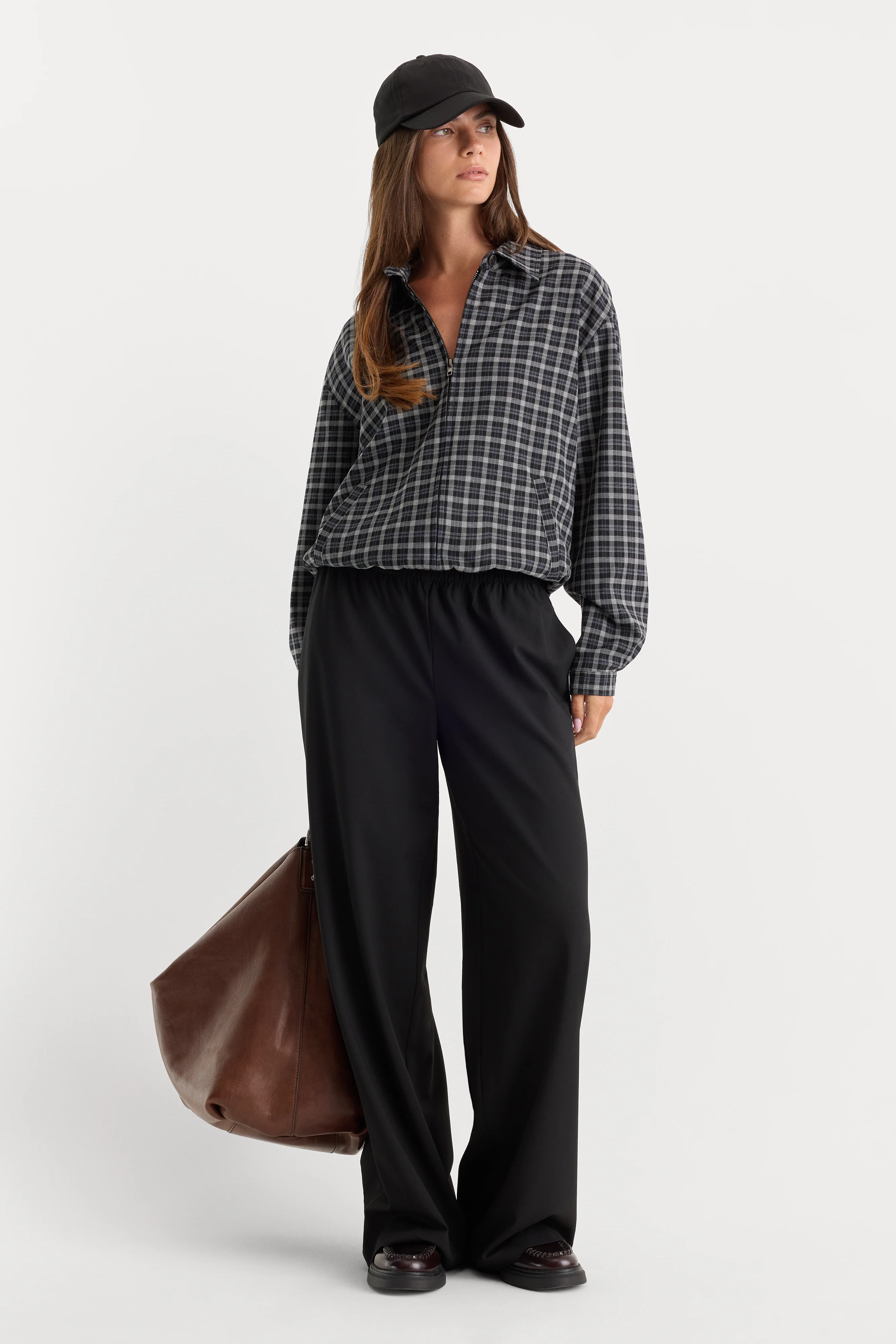 THE LIGHTWEIGHT BOMBER JACKET | CHARCOAL PLAID - Image 3