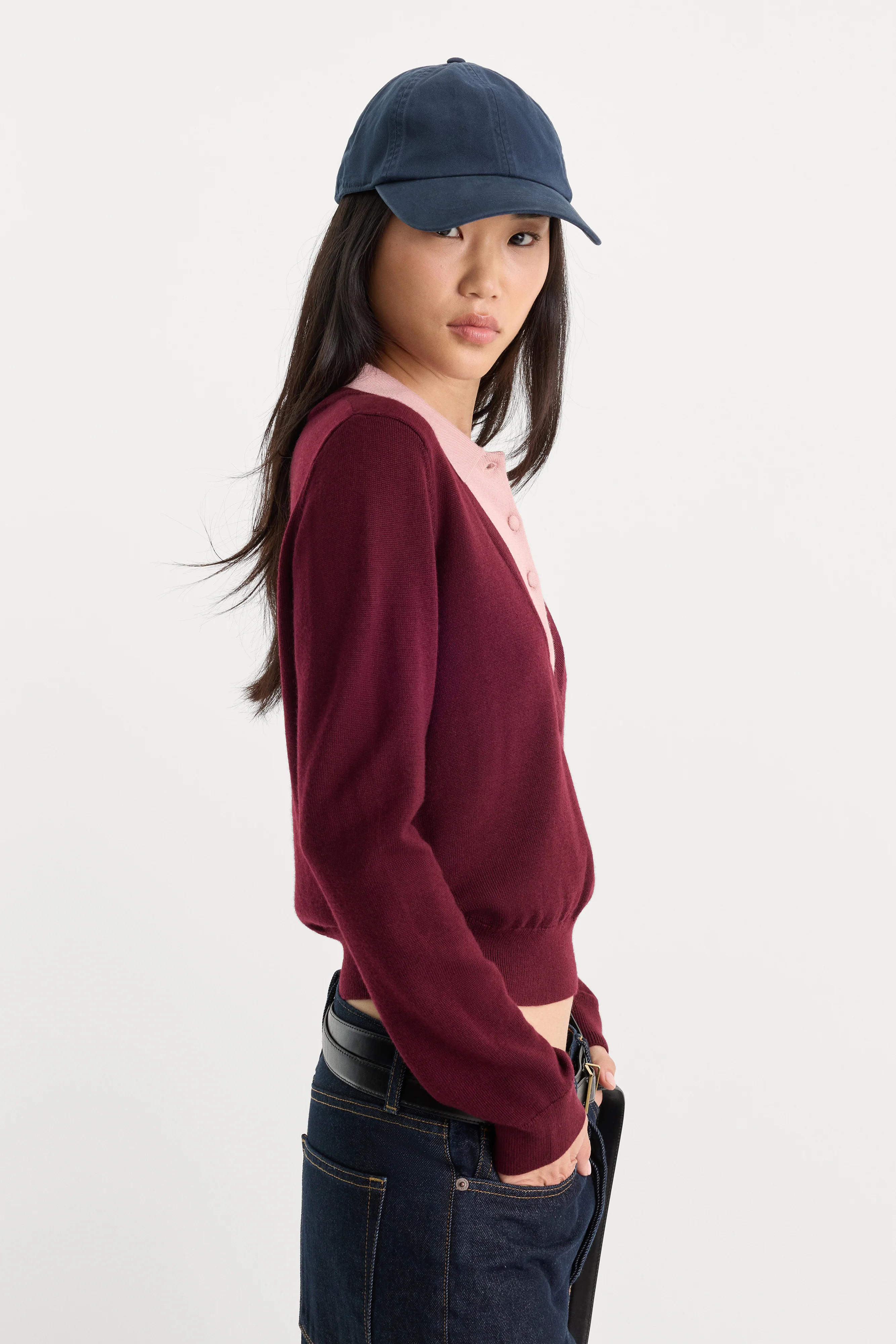THE TWO IN ONE SWEATER | BERRY NOIR WITH BLUSH - Image 2