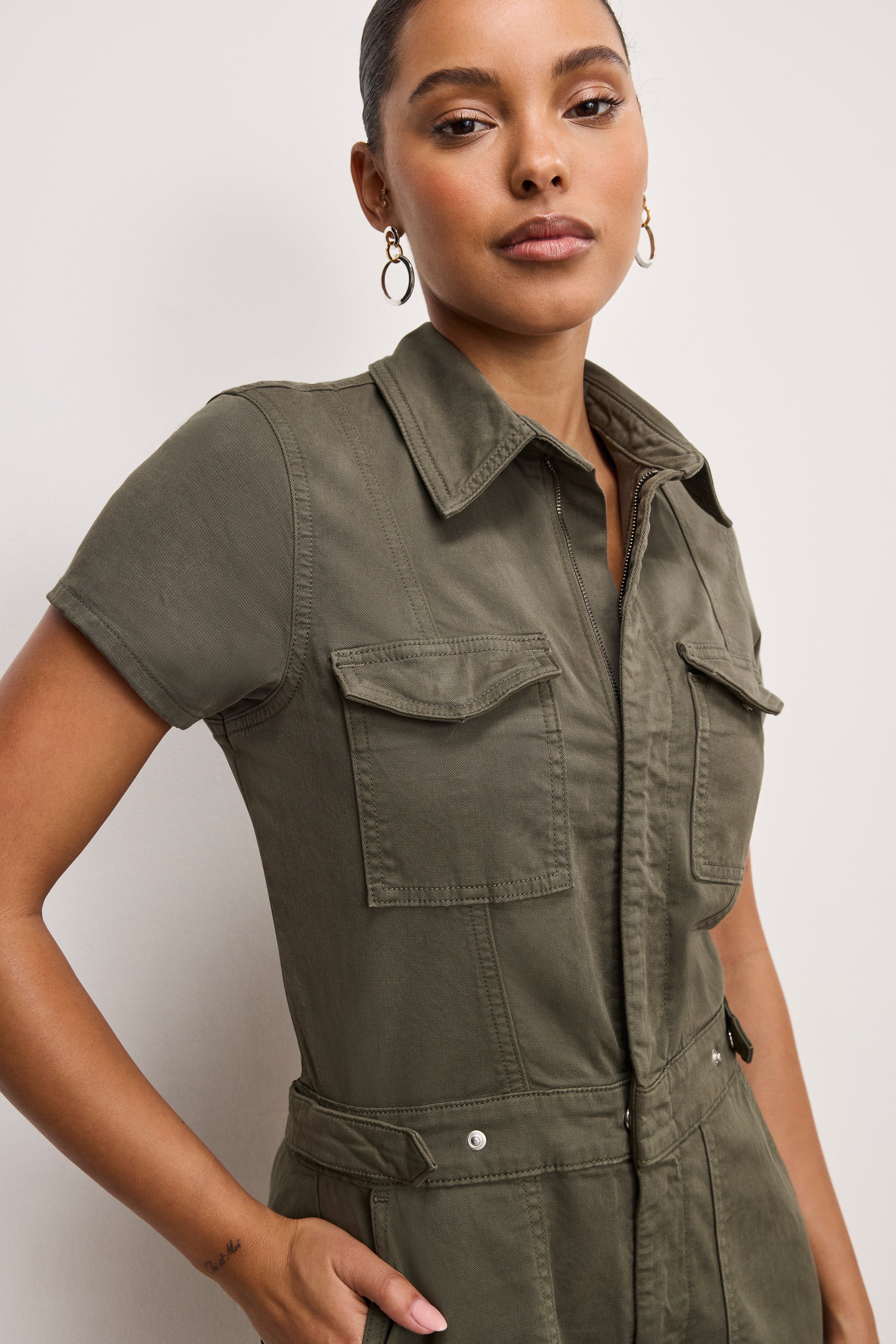 FIT FOR SUCCESS TWILL PALAZZO CROPPED JUMPSUIT | FATIGUE001 - Image 4