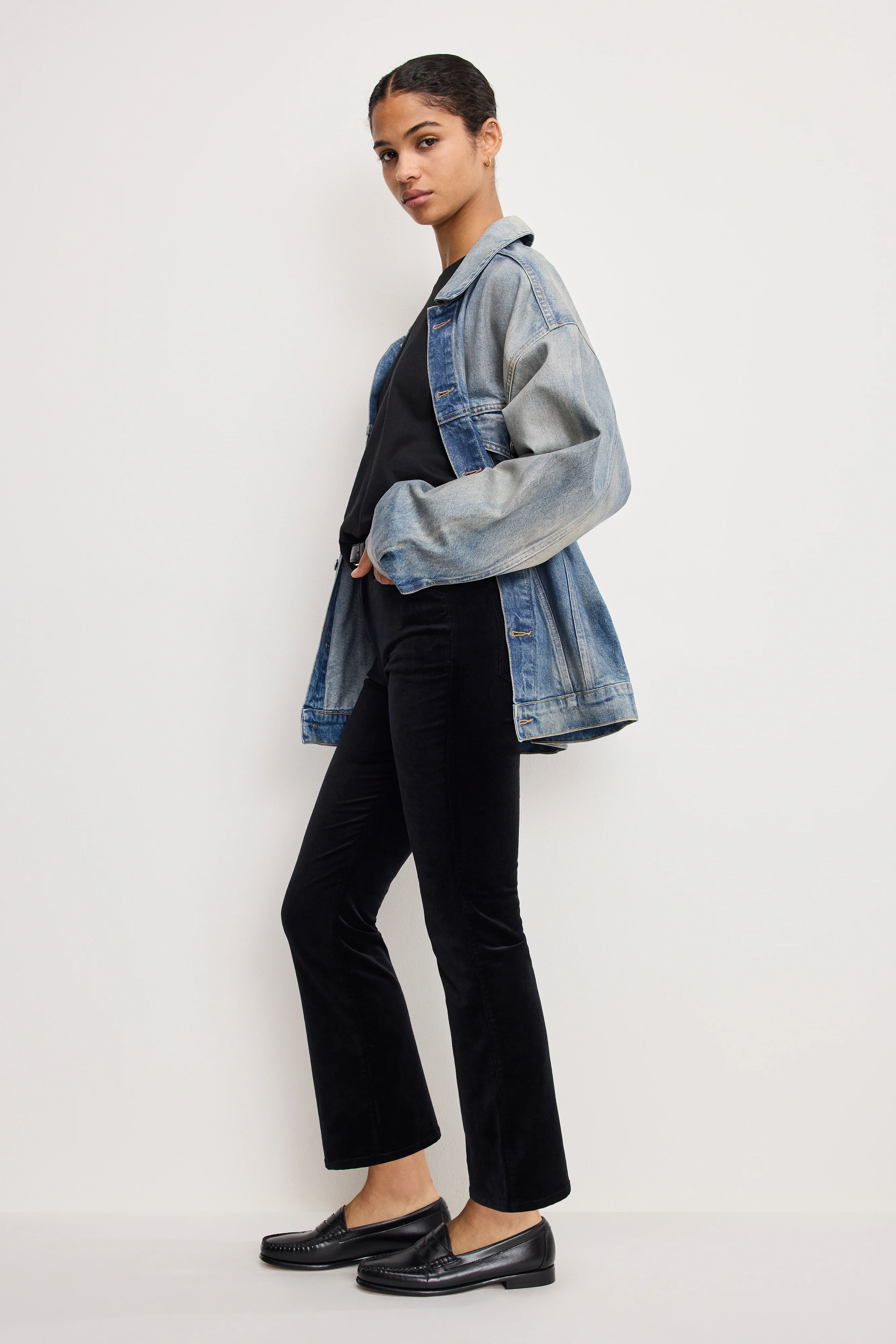 VELVET GOOD HIGH RISE KICK FLARE PANTS | BLACK001 - Image 2